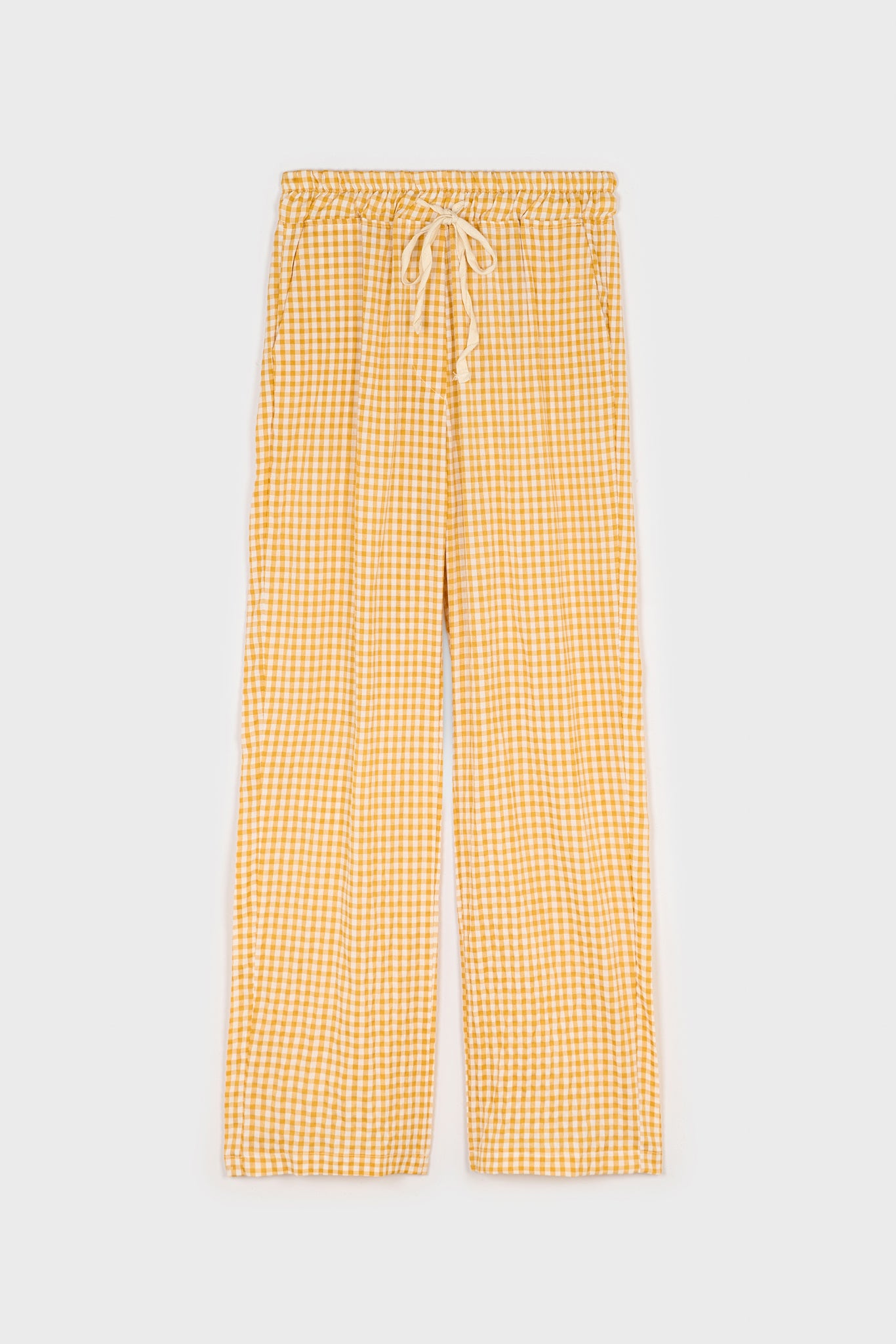 Mustard small gingham loose fit trousers_7