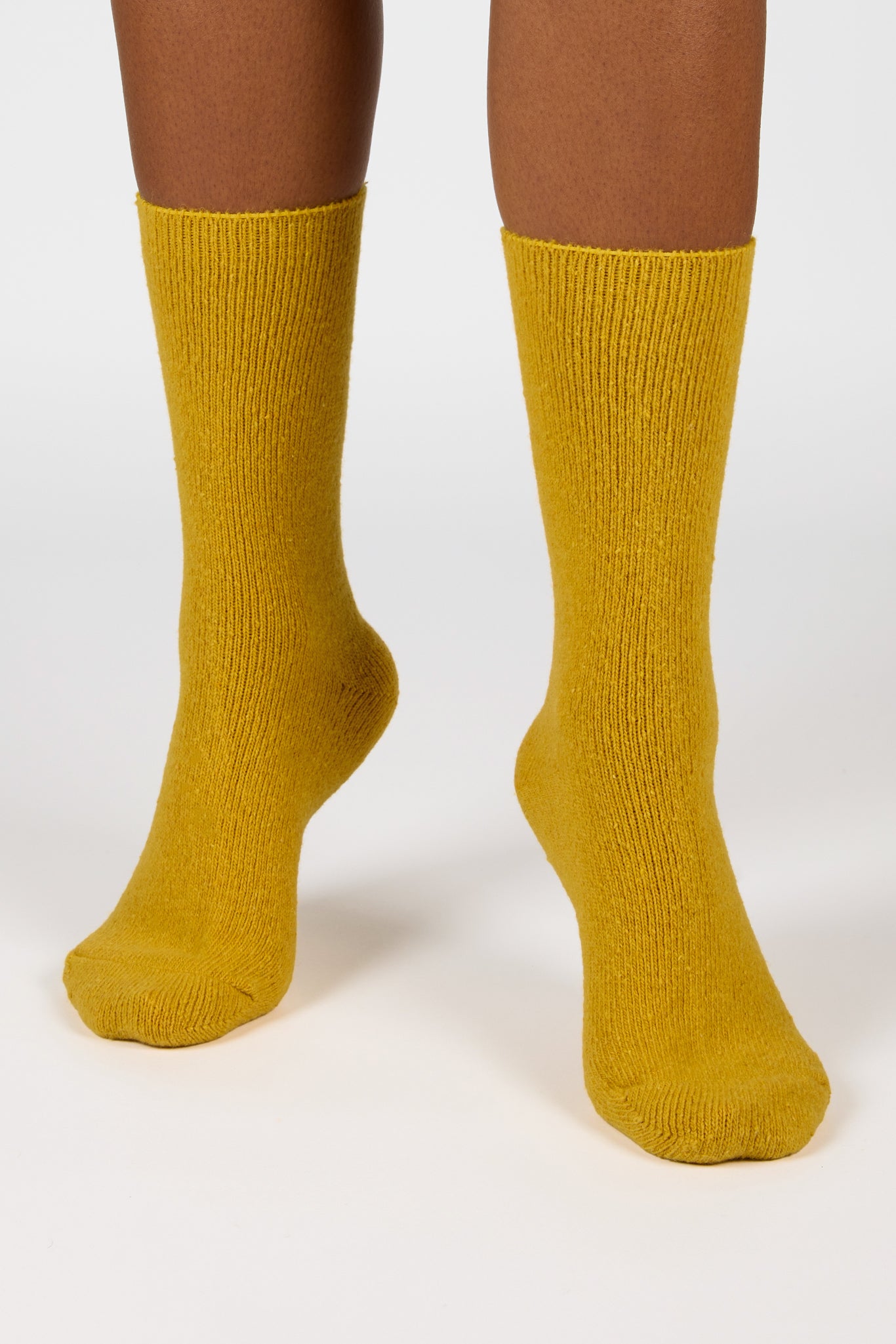 Mustard smooth cashmere wool blend socks_4