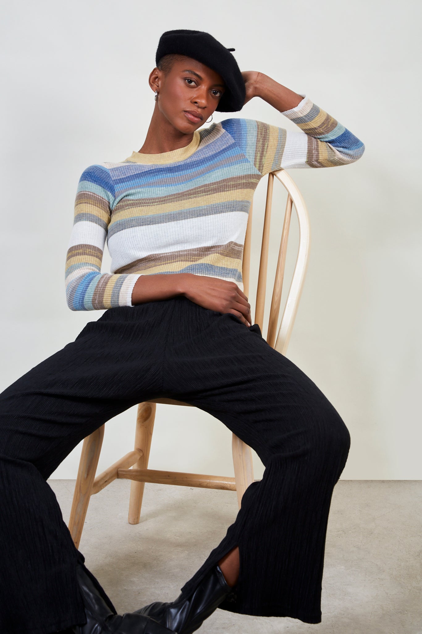 Mustard multicolour knit top_5