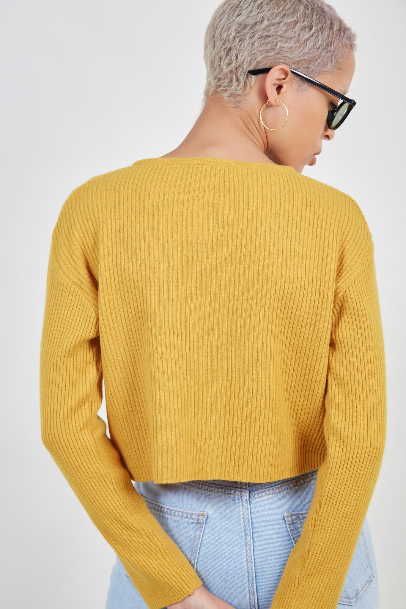 Mustard ribbed wool blend cardigan_4