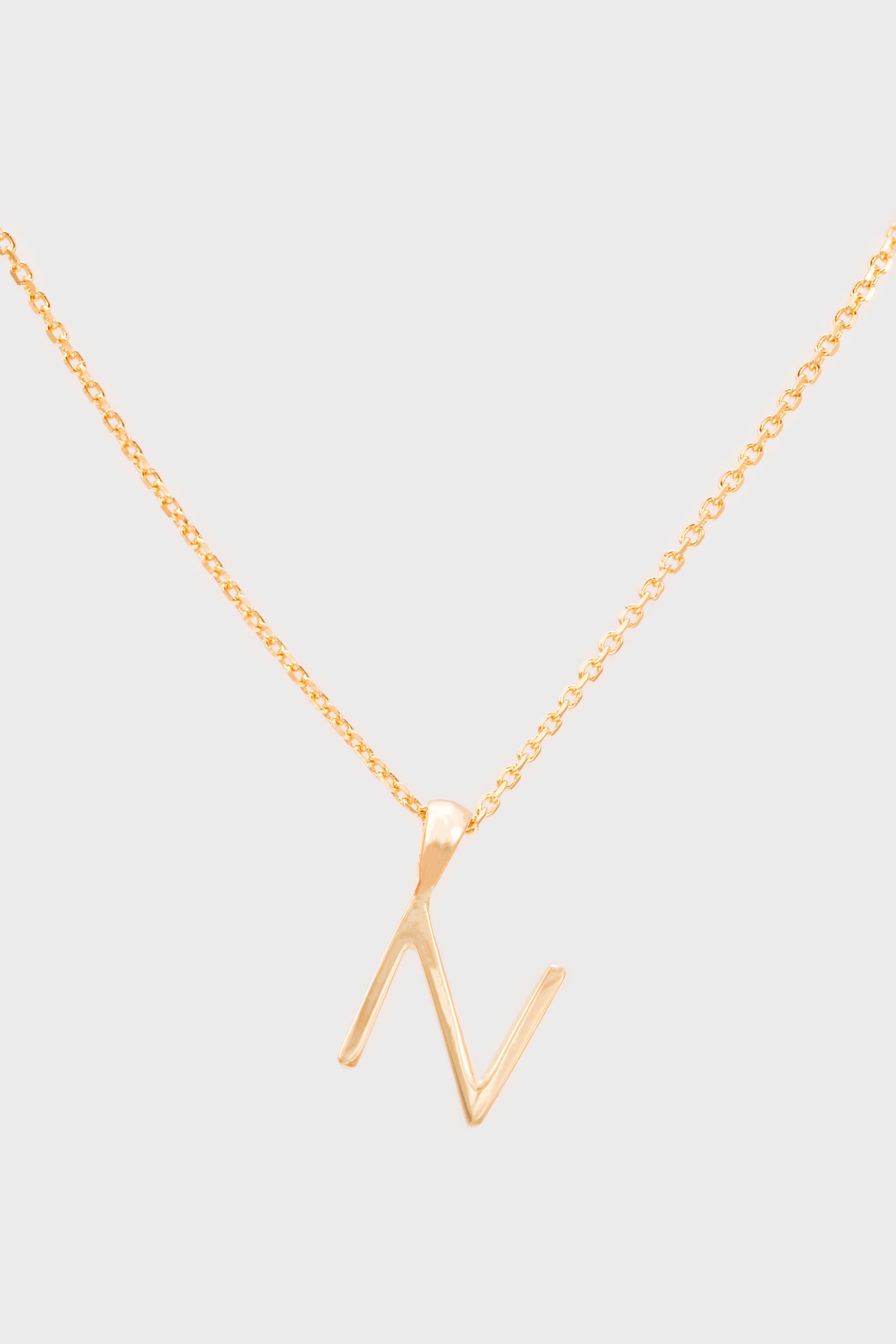 Charm necklace - Gold name initial letter 'N'_1