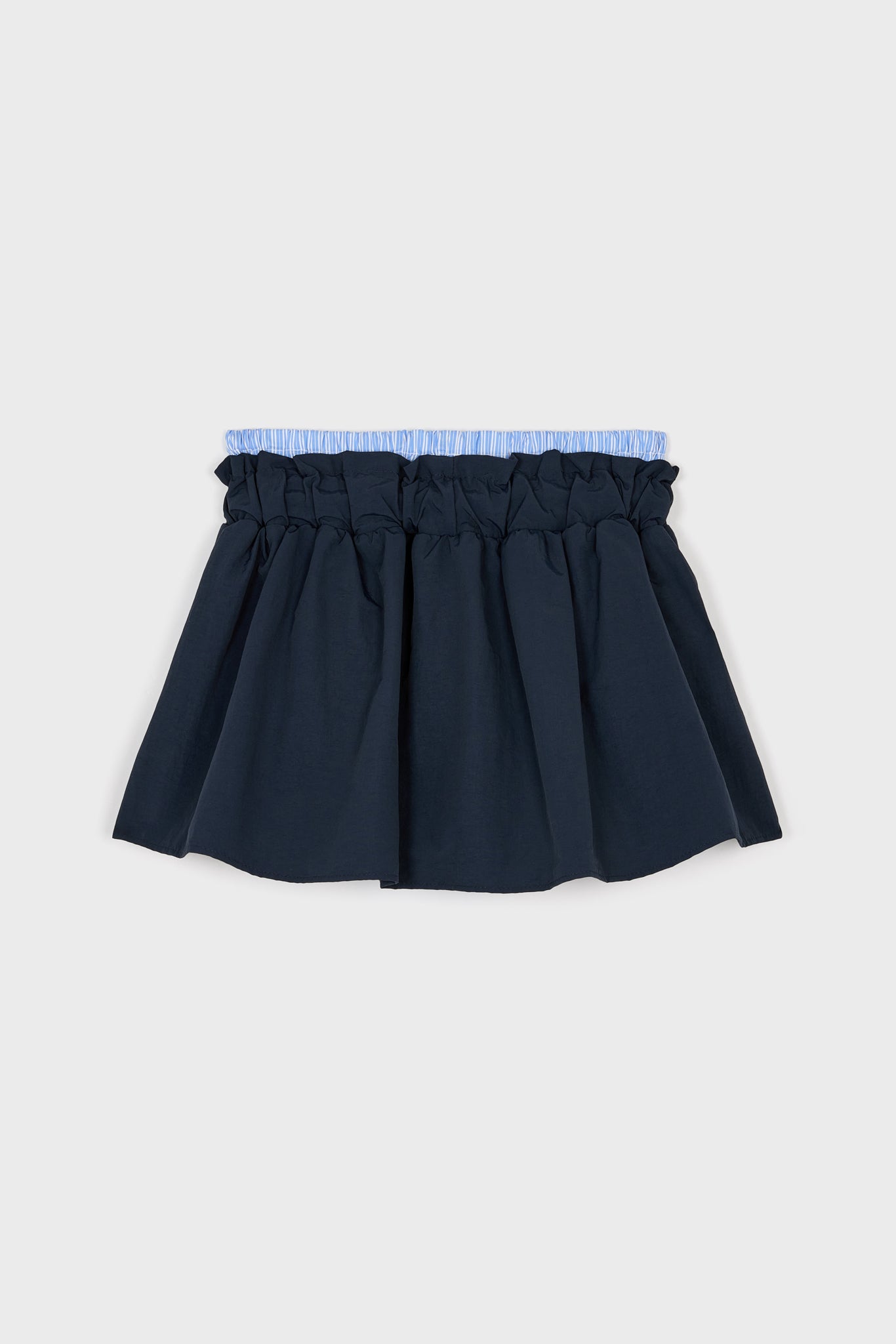 Navy blue and light blue striped shirting skort_7