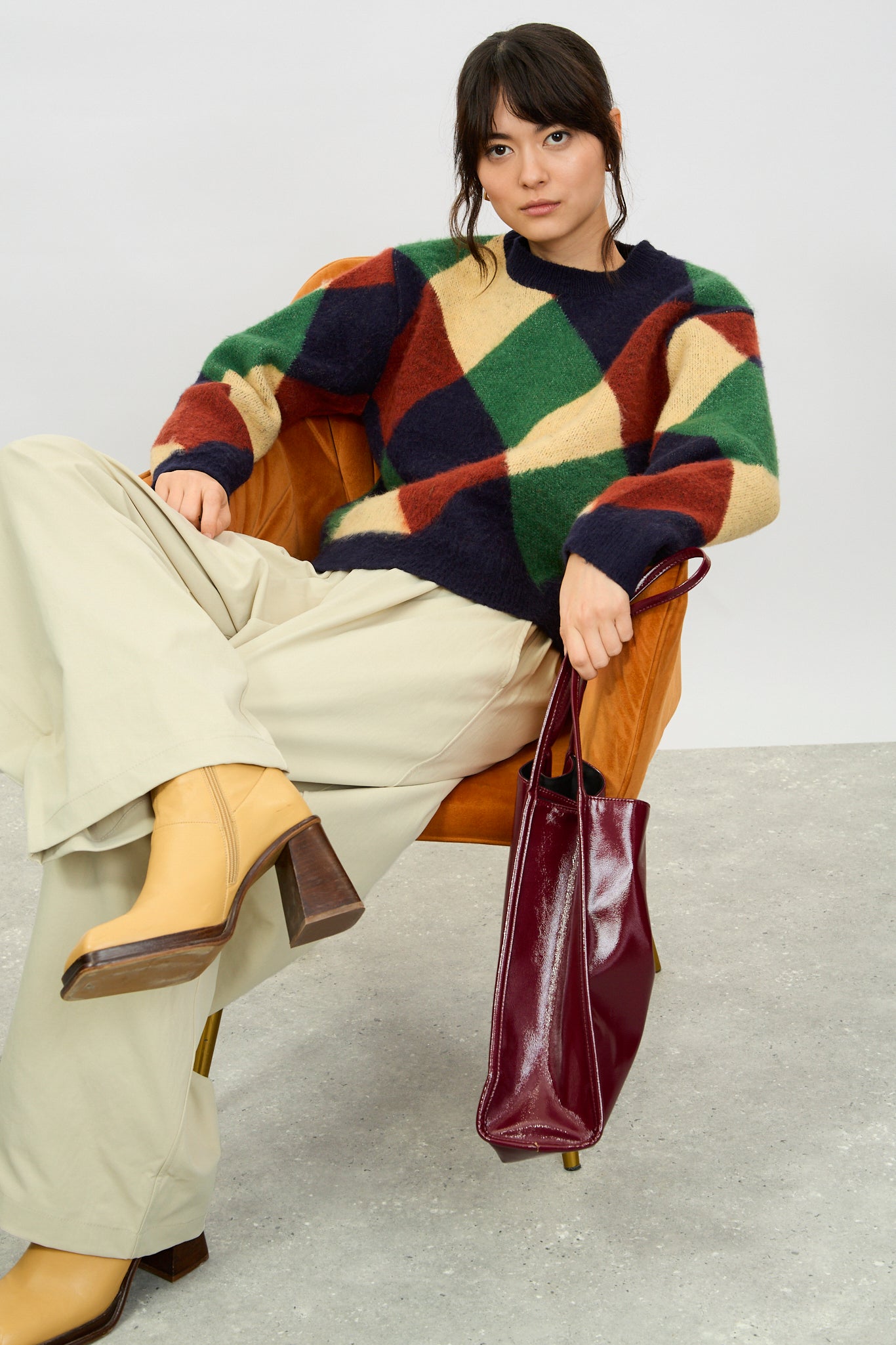 Navy blue green and red diamond block jumper_5