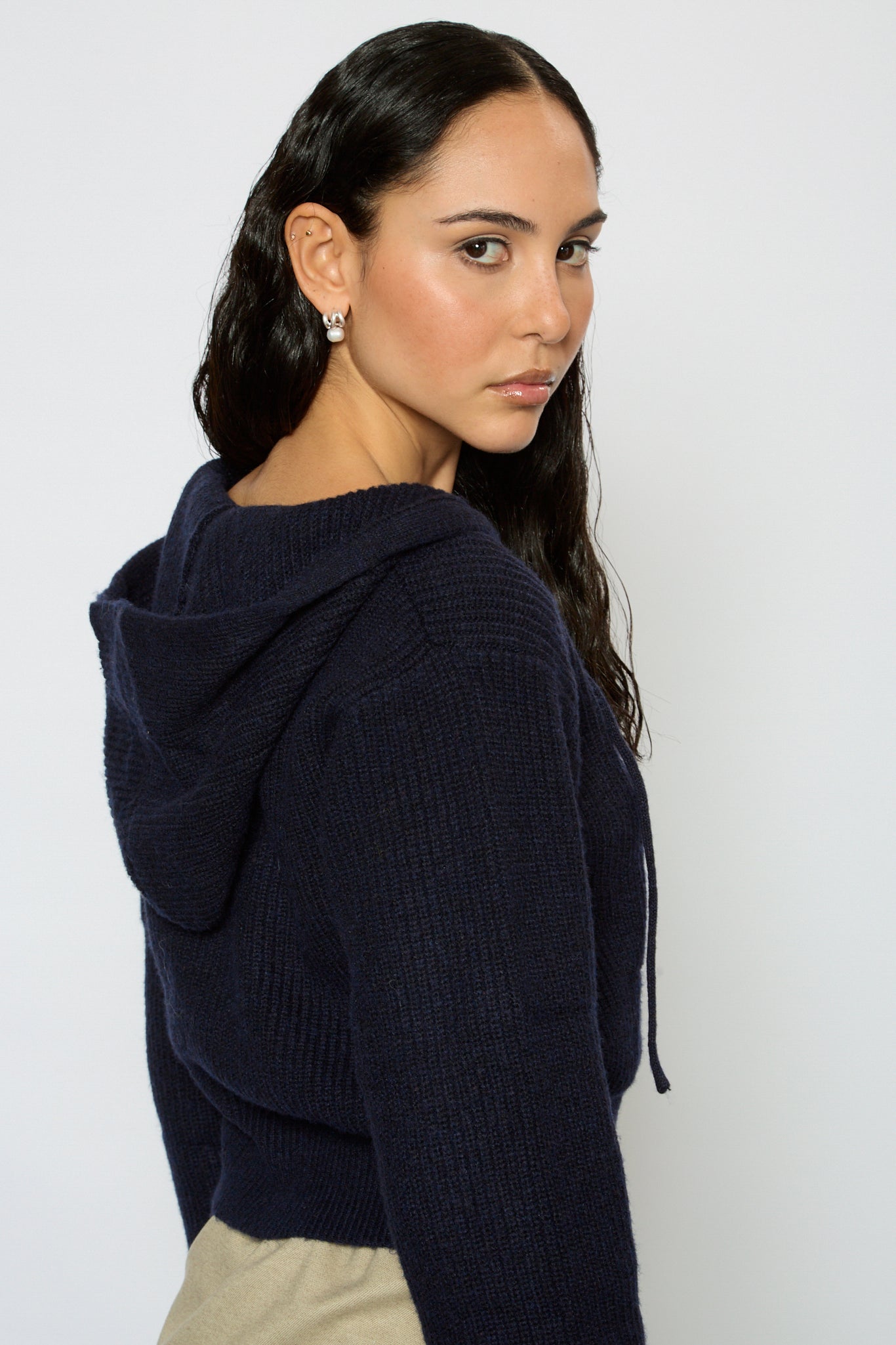 Navy blue wool blend zip up knit hoody_2