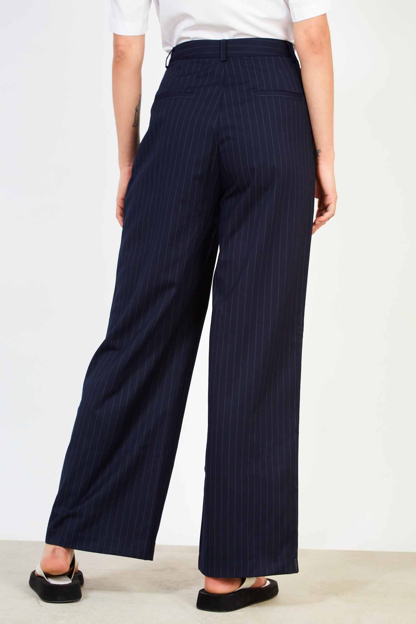 Navy pinstripe double pleat trousers_2