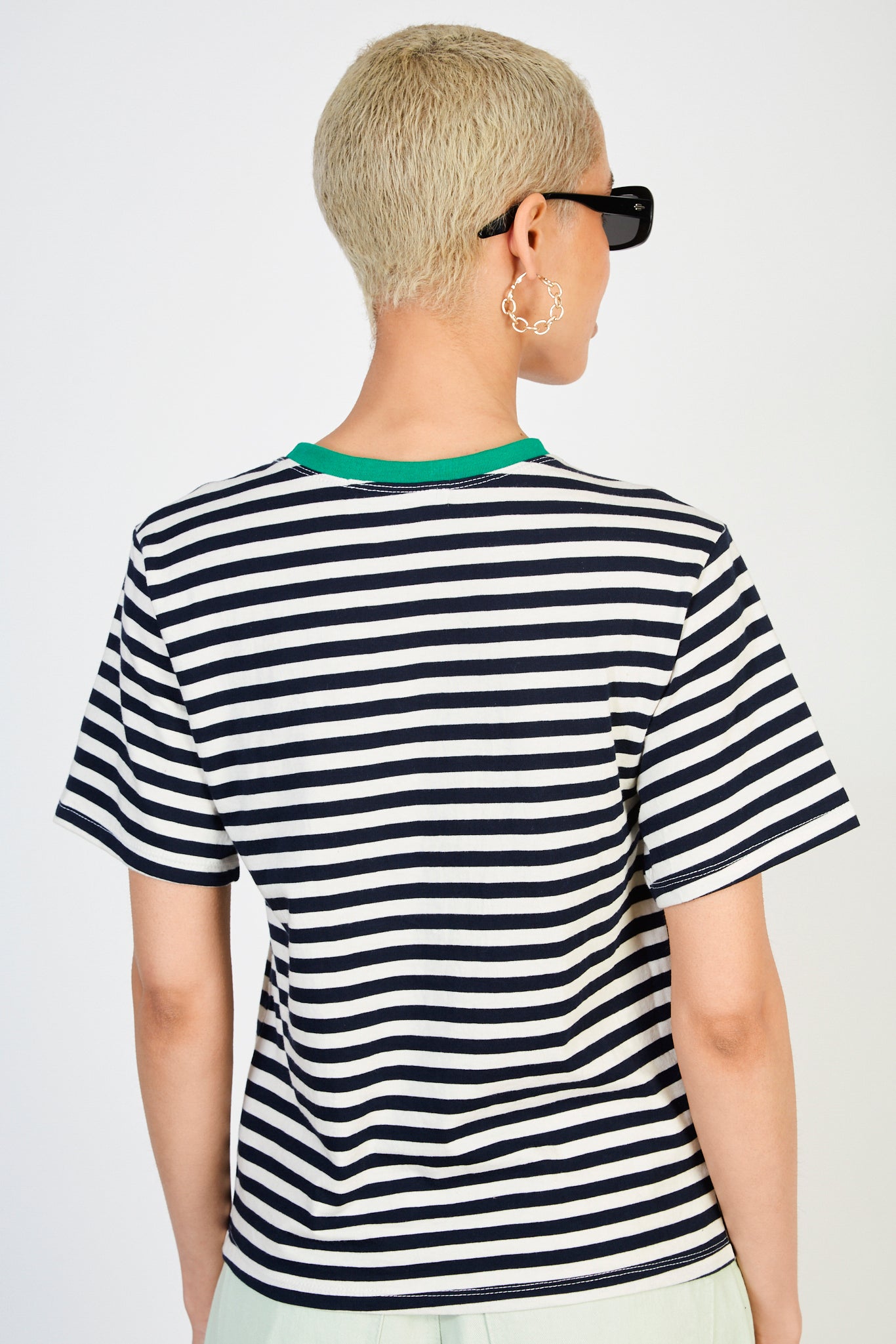 Navy striped green collar tee_2
