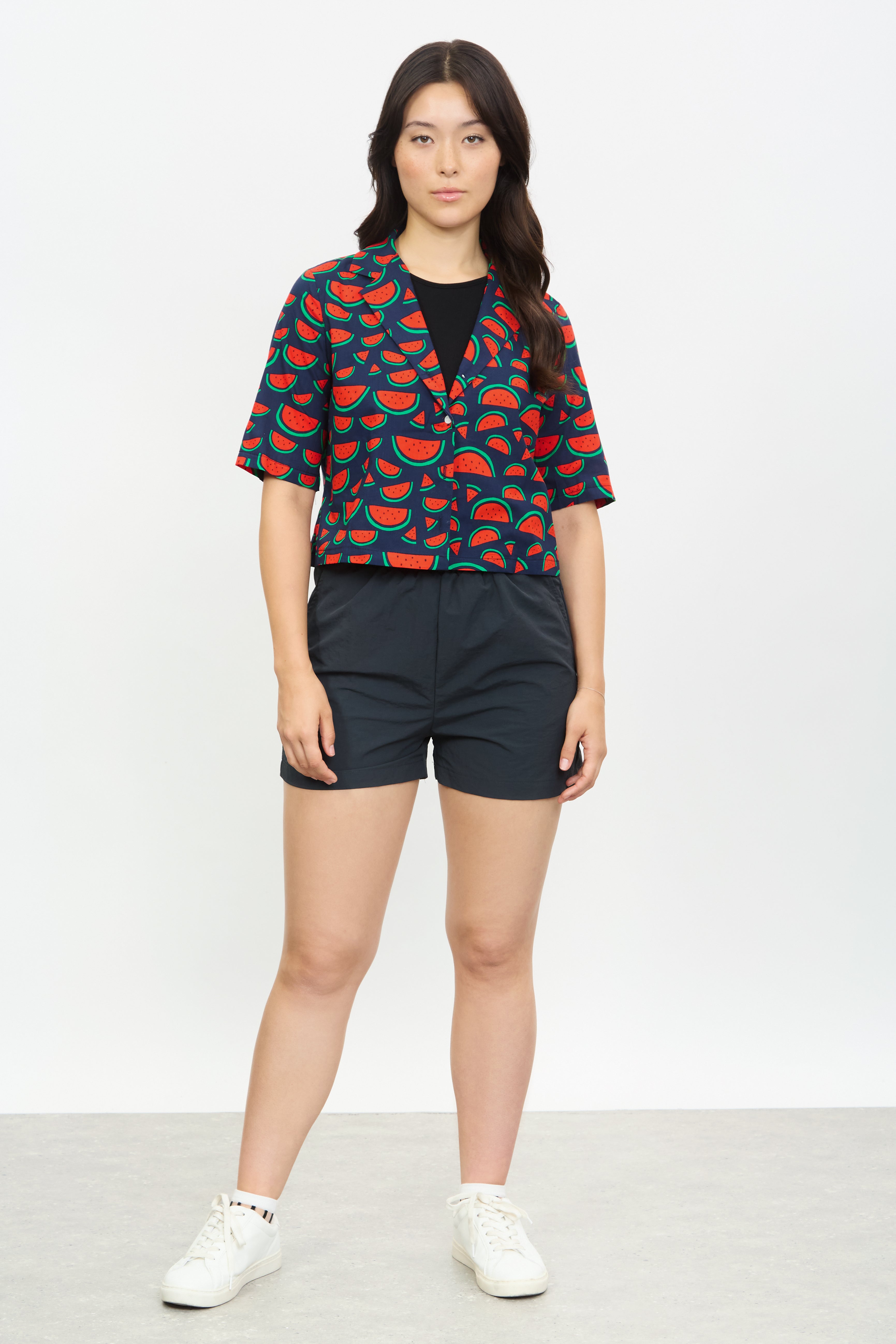 Navy watermelon salad short sleeved shirt_4