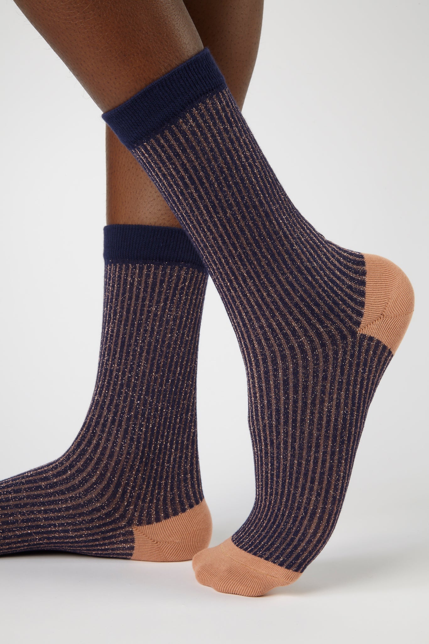 Navy blue glitter striped multicolour socks_1