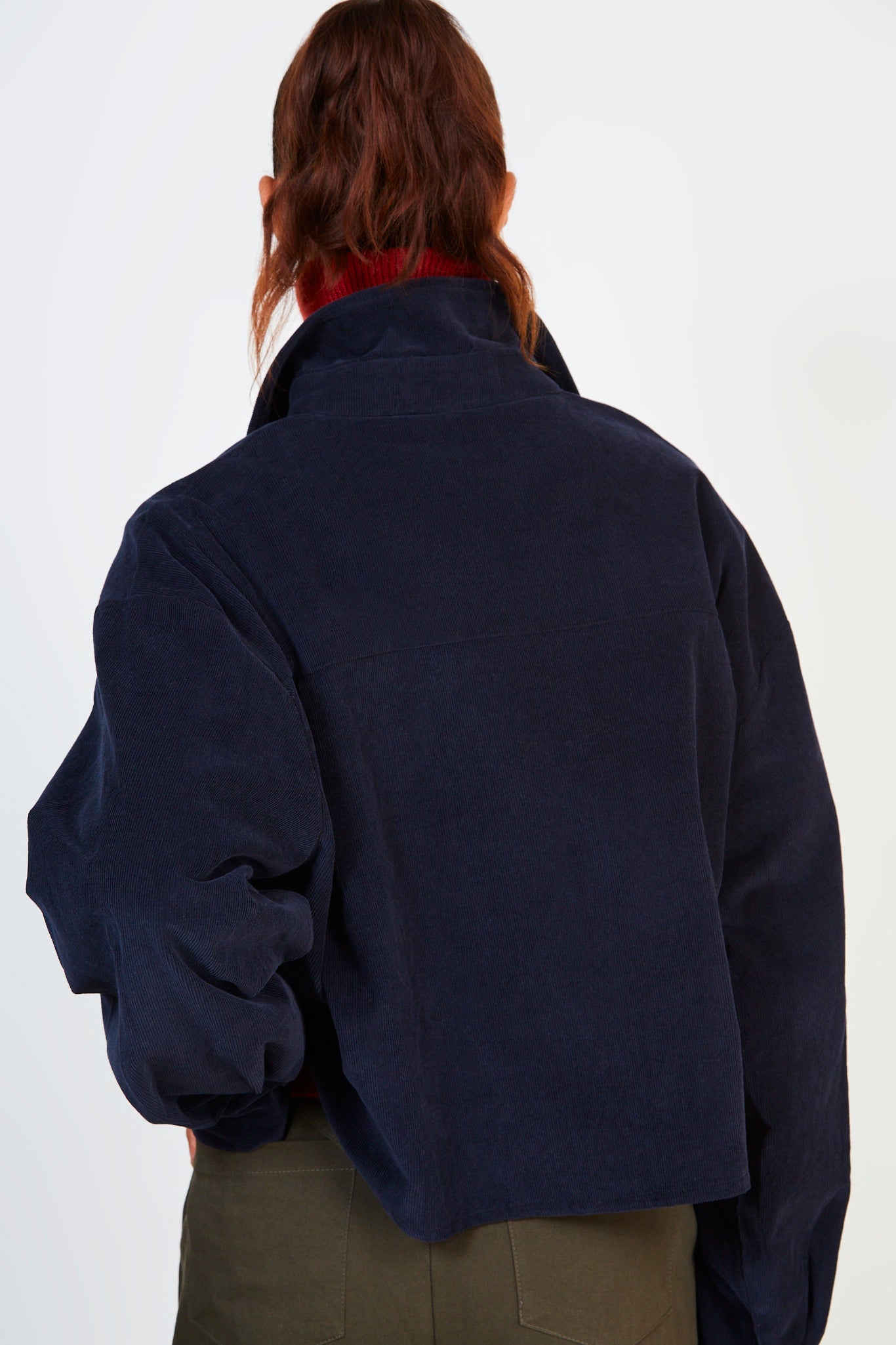 Navy corduroy cropped shirt_2