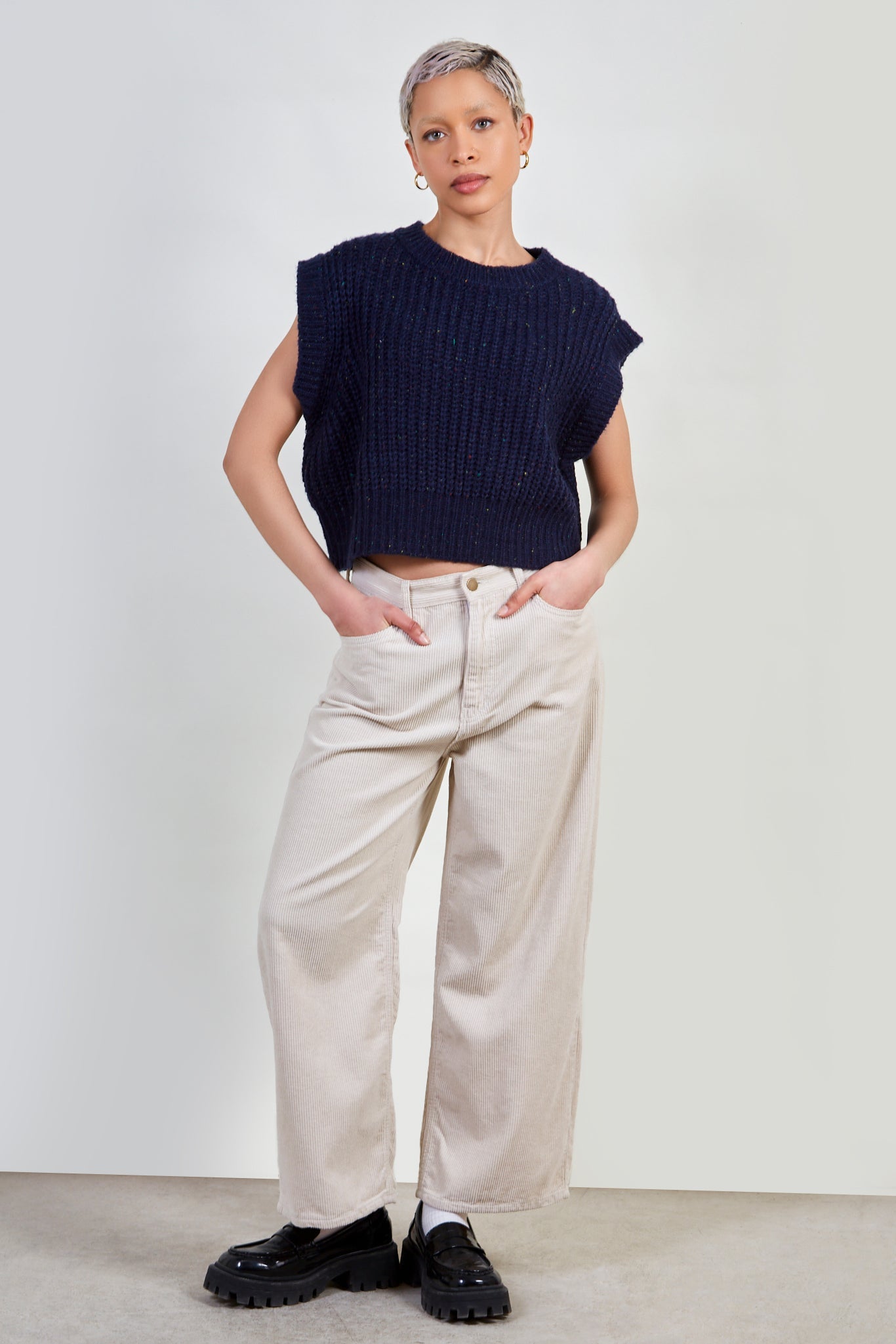 Navy flecked ribbed sweater vest_2