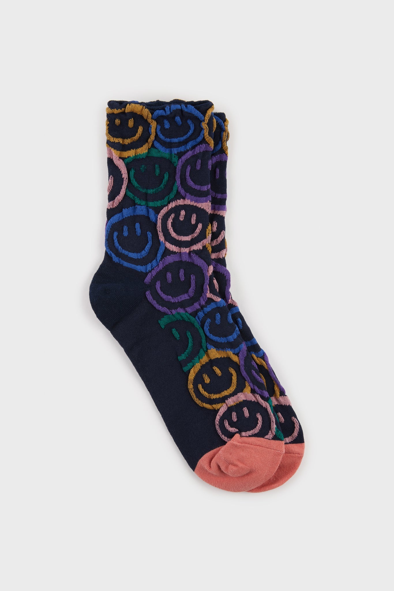 Navy graphic smiley face socks_2