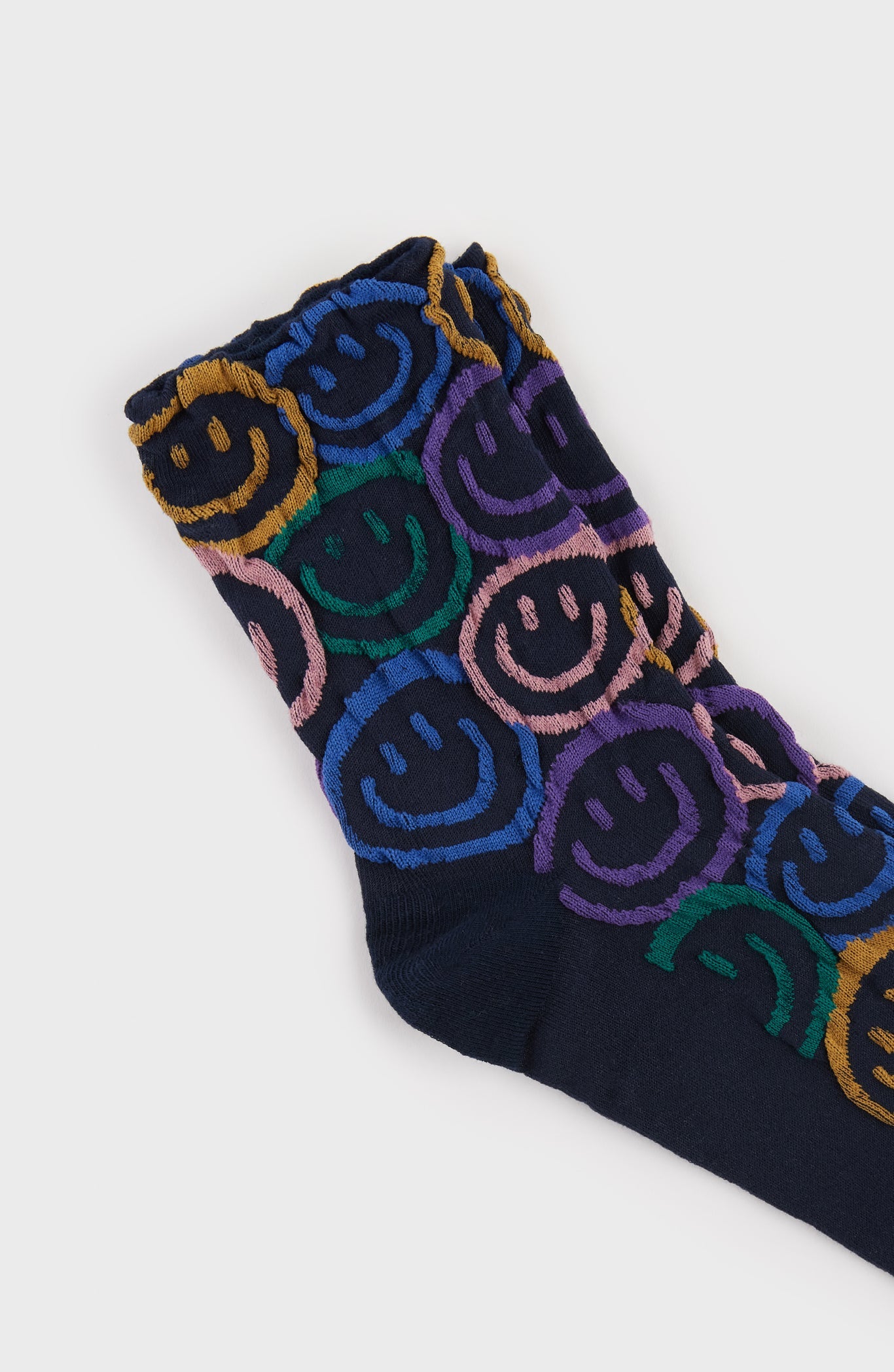Navy graphic smiley face socks_3