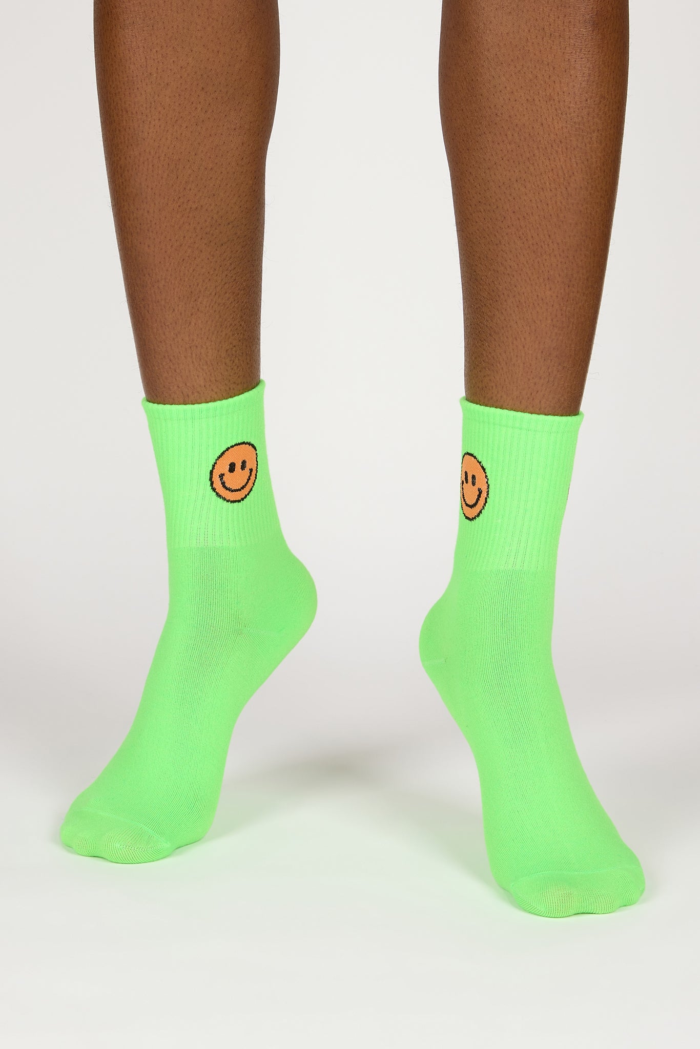 Neon green smiley face socks_2