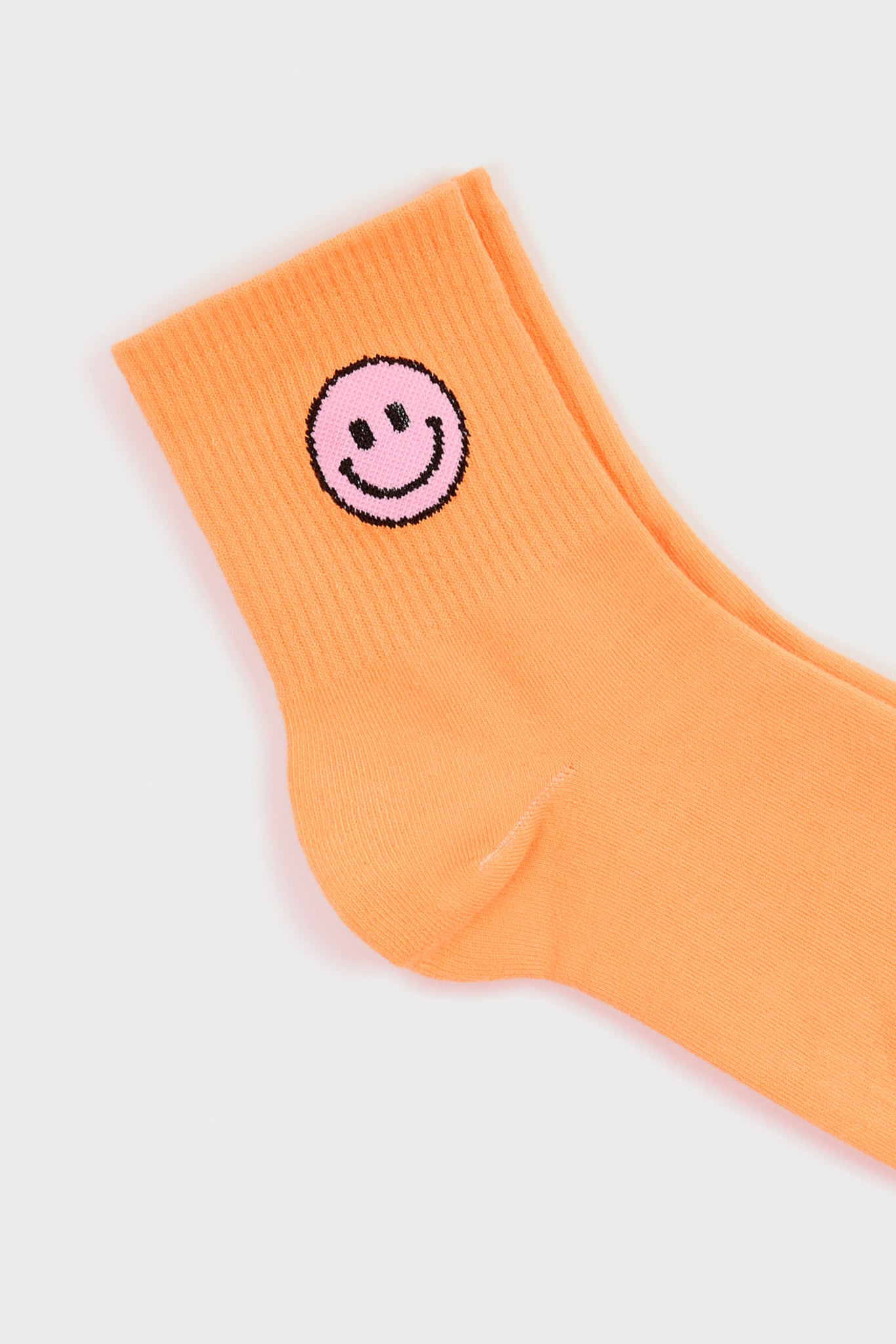 Neon orange smiley face socks_4