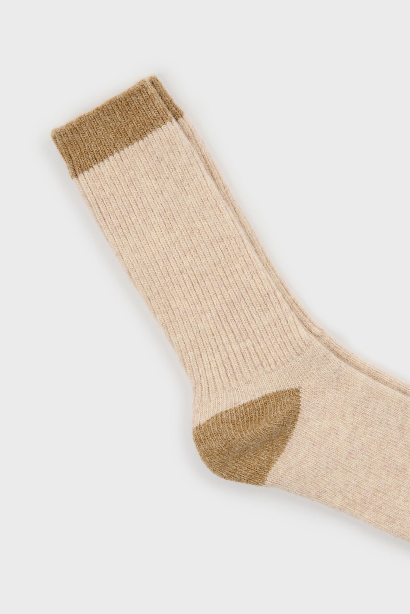 Oatmeal and beige contrast trim cashmere blend socks_2
