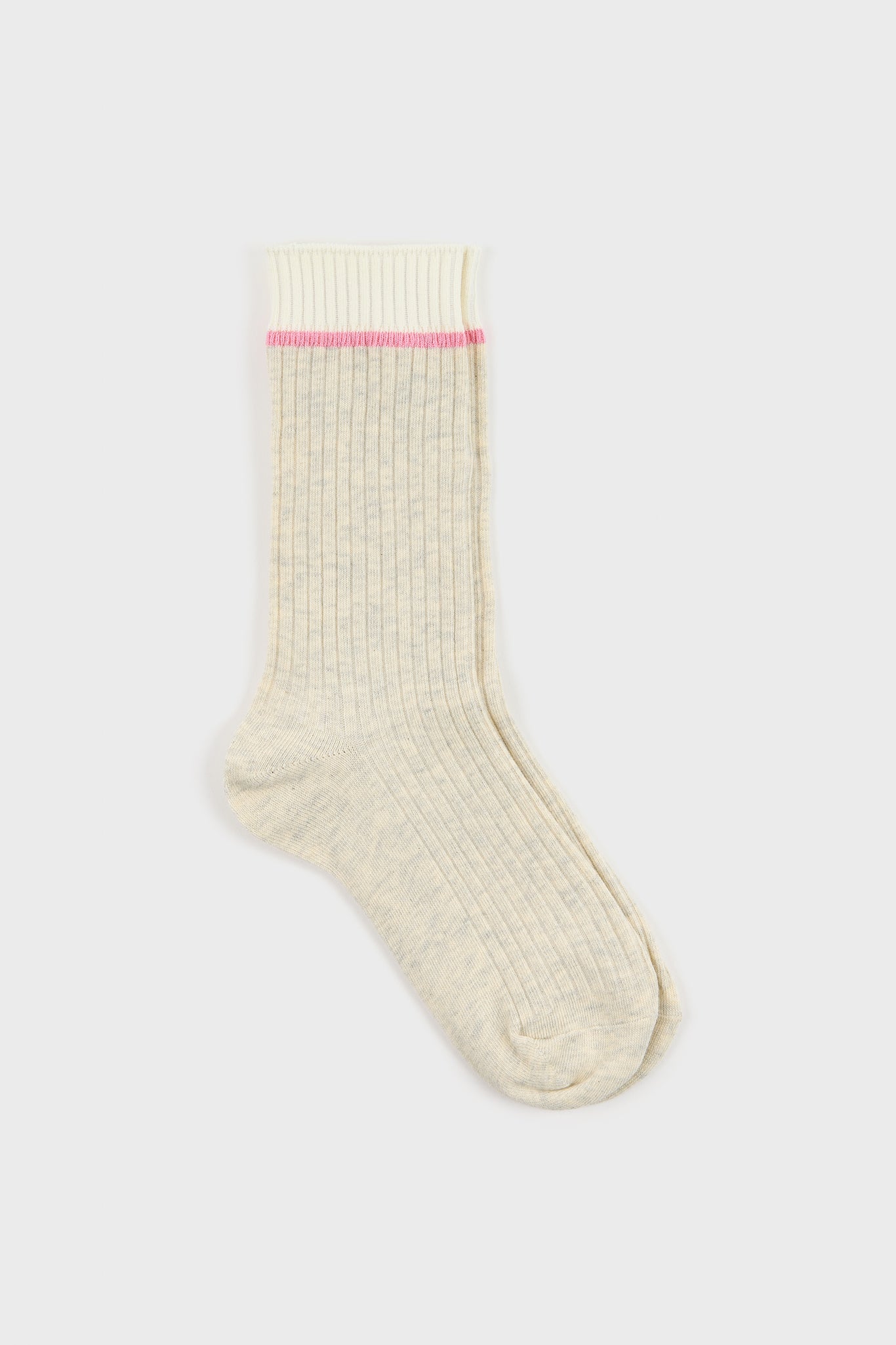 Oatmeal pink and white colorblock ribbed socks_1
