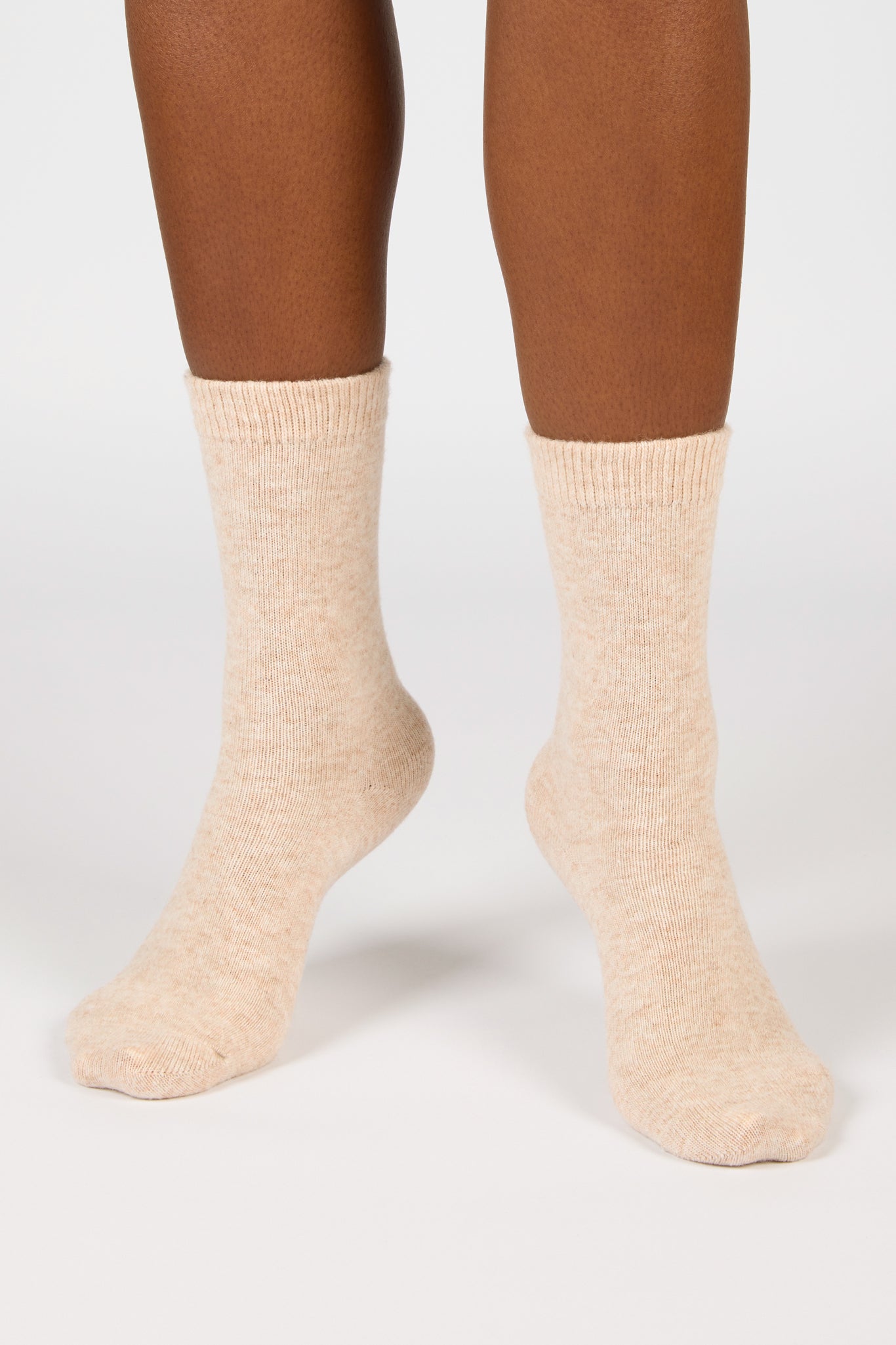 Oatmeal smooth cashmere wool blend socks_4