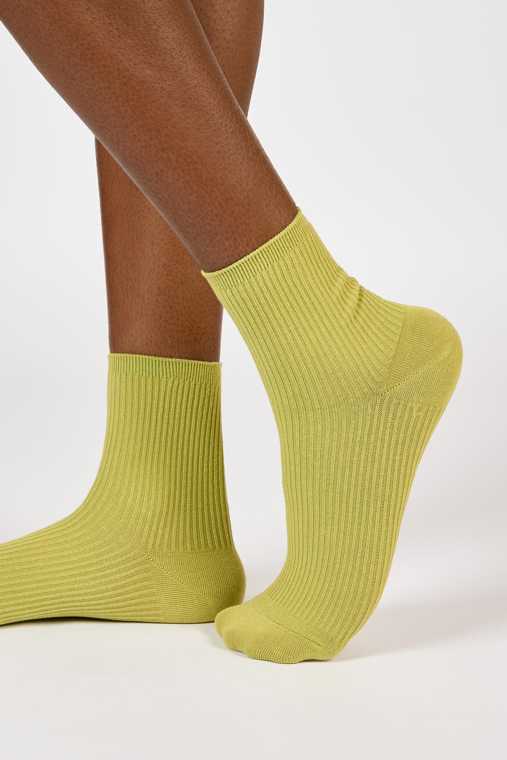 Olive green classic ribbed long socks_3