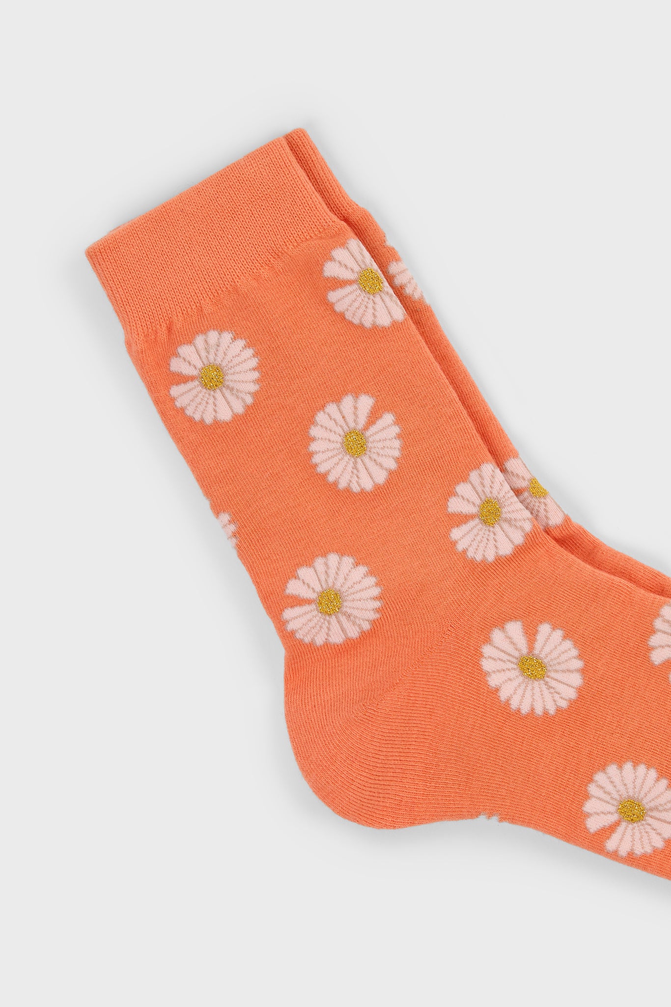 Orange and ivory daisy print socks_2