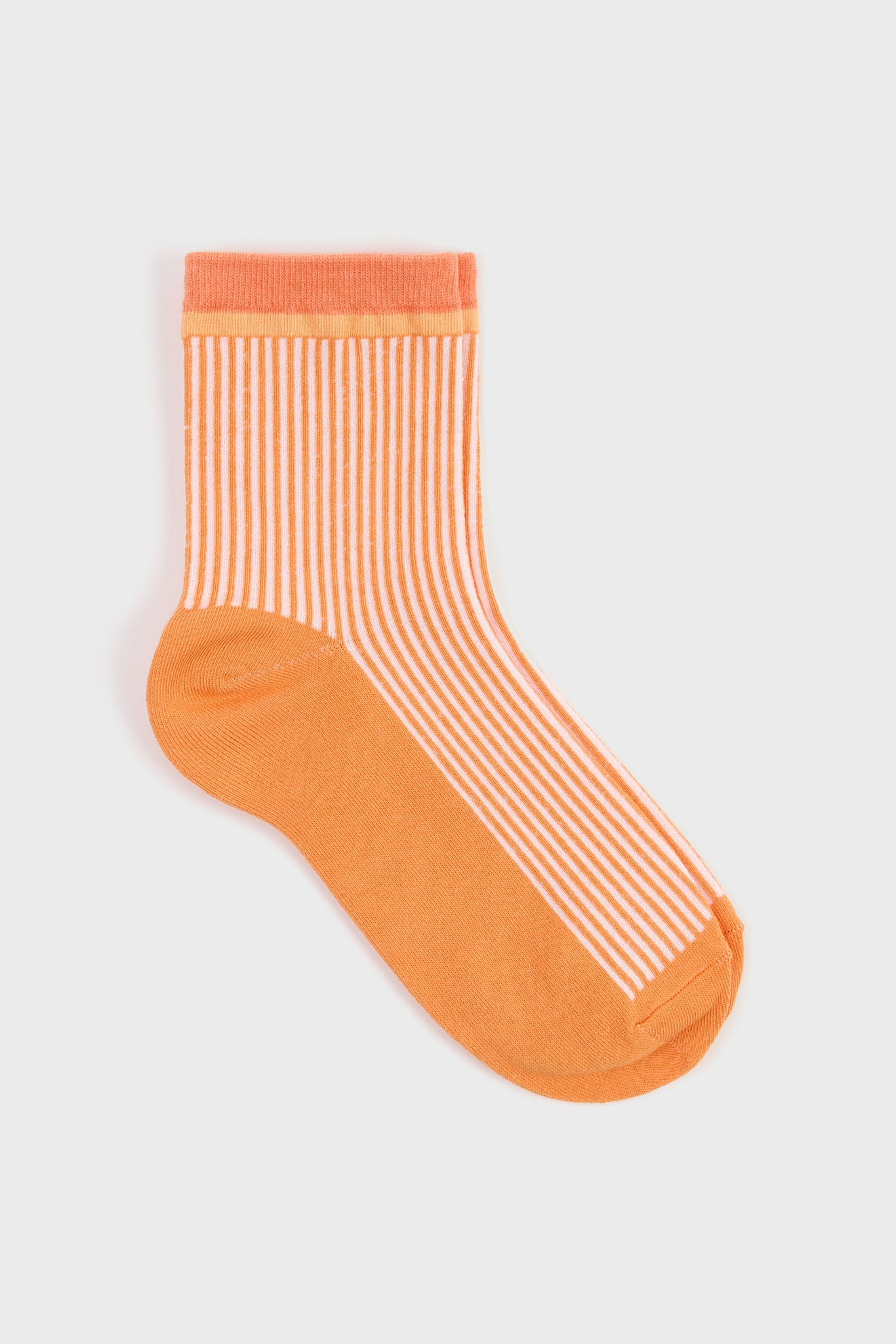 Orange ribbed light blue trim socks_3