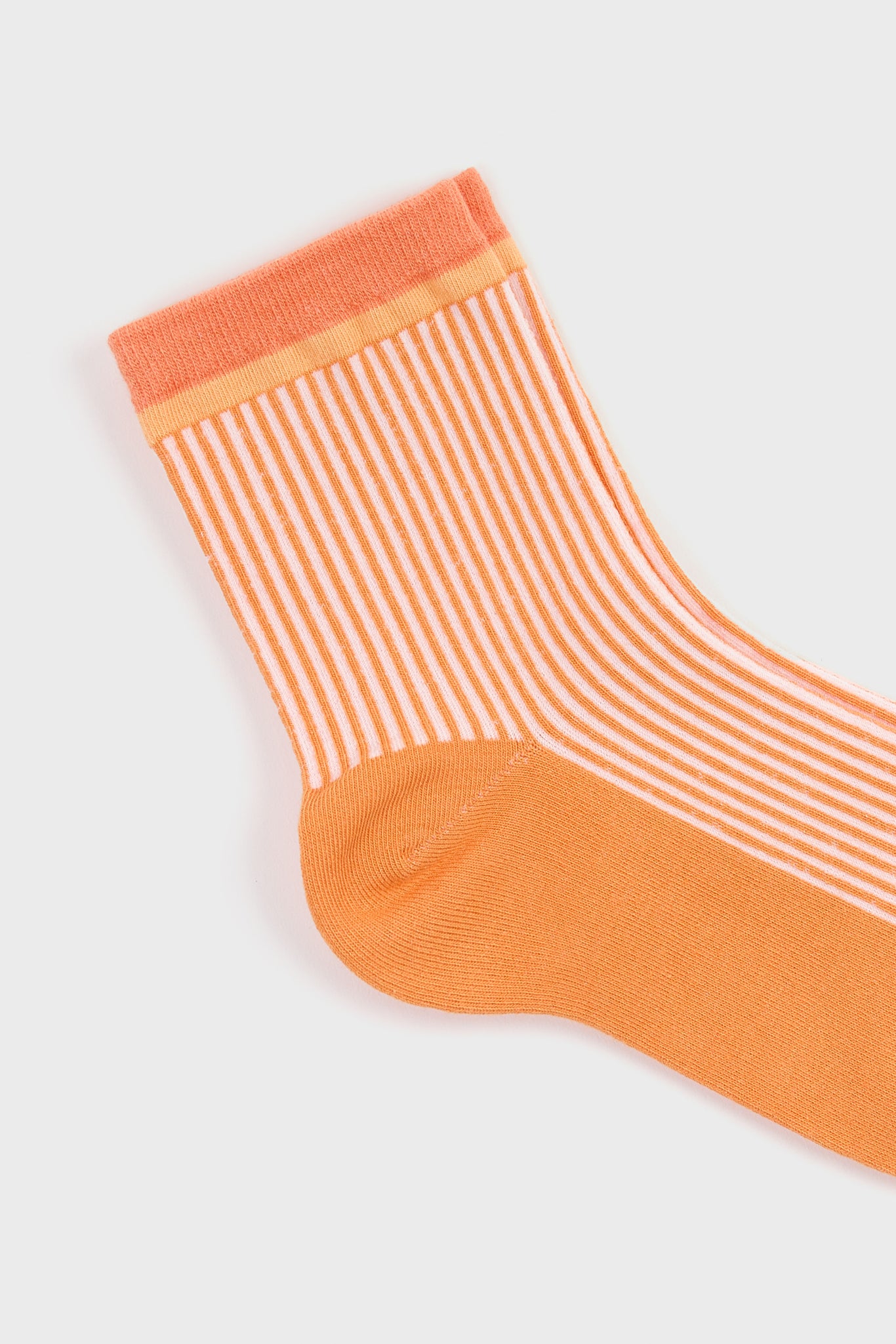 Orange ribbed light blue trim socks_4