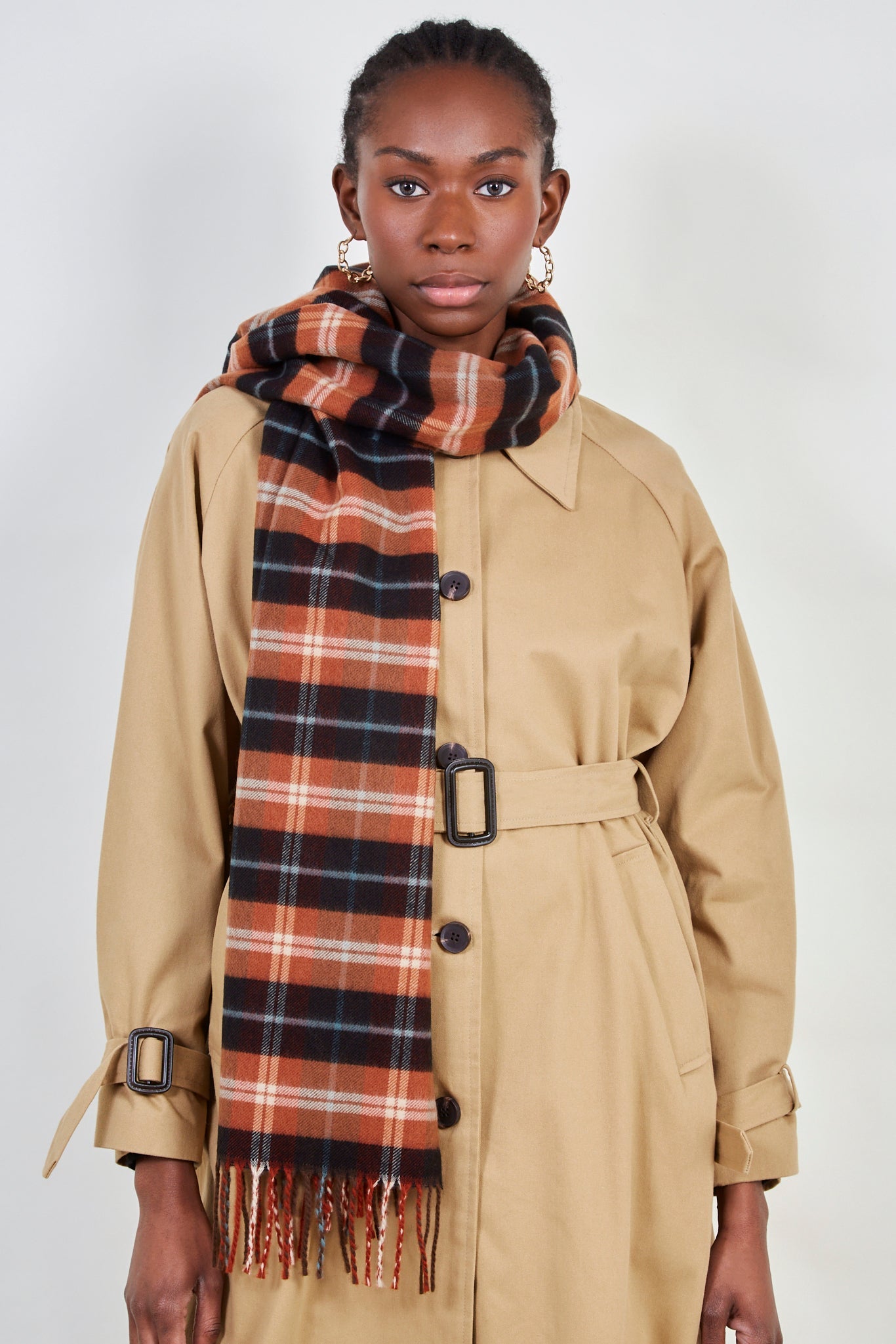 Orange and ivory checked scarf_3