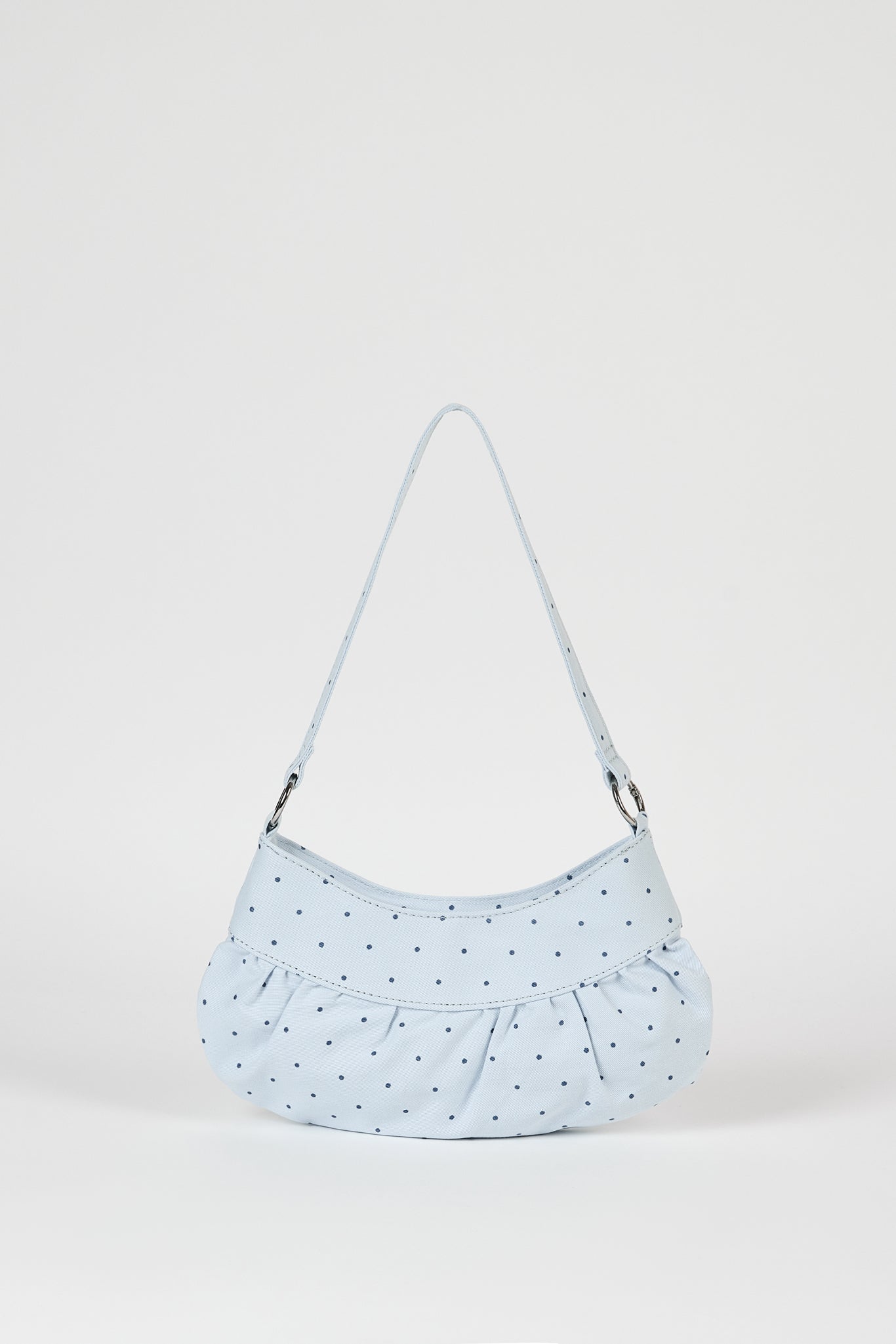 Pale blue tiny polka dot ruched curve shoulder bag_1