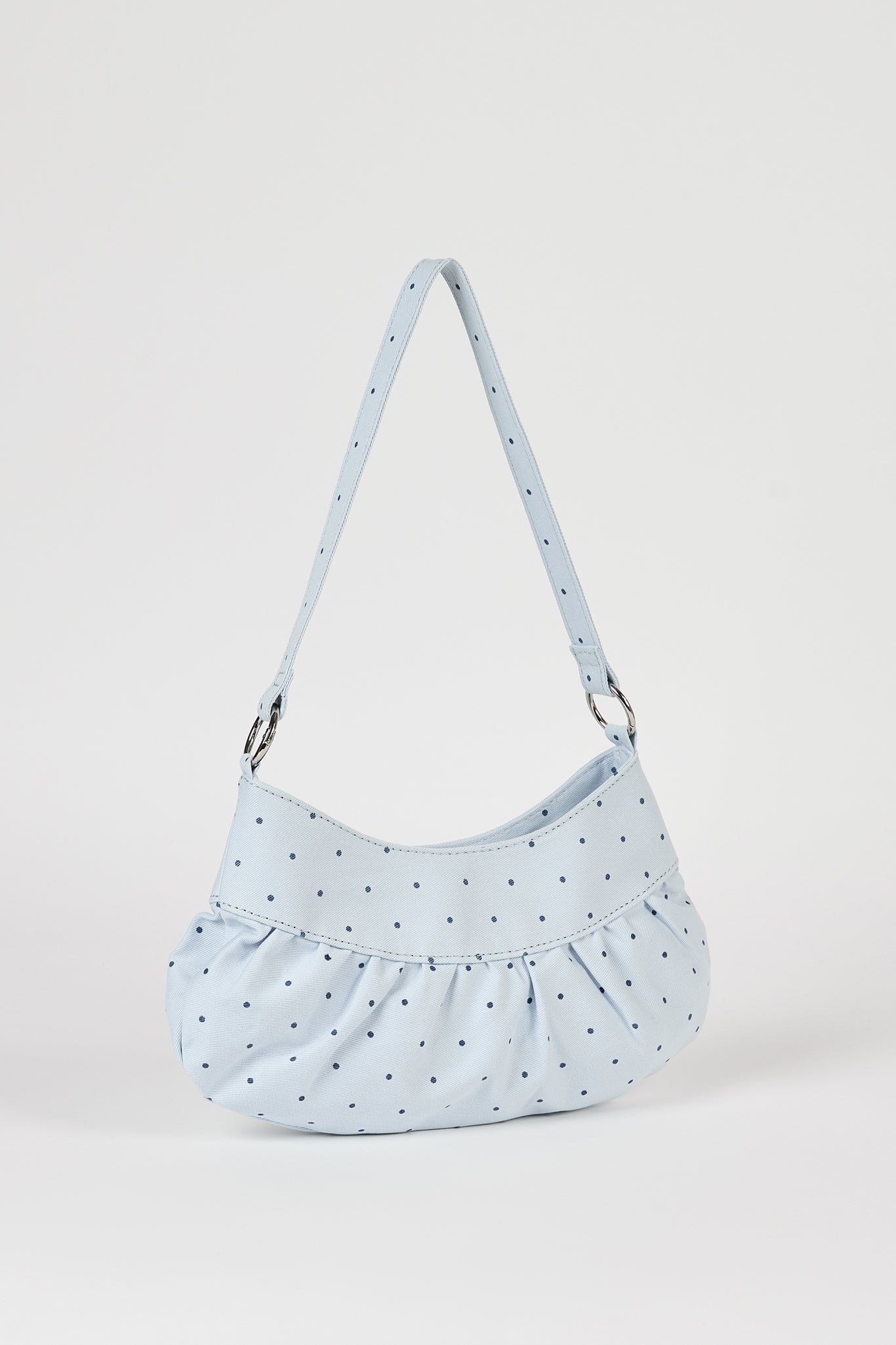 Pale blue tiny polka dot ruched curve shoulder bag_2