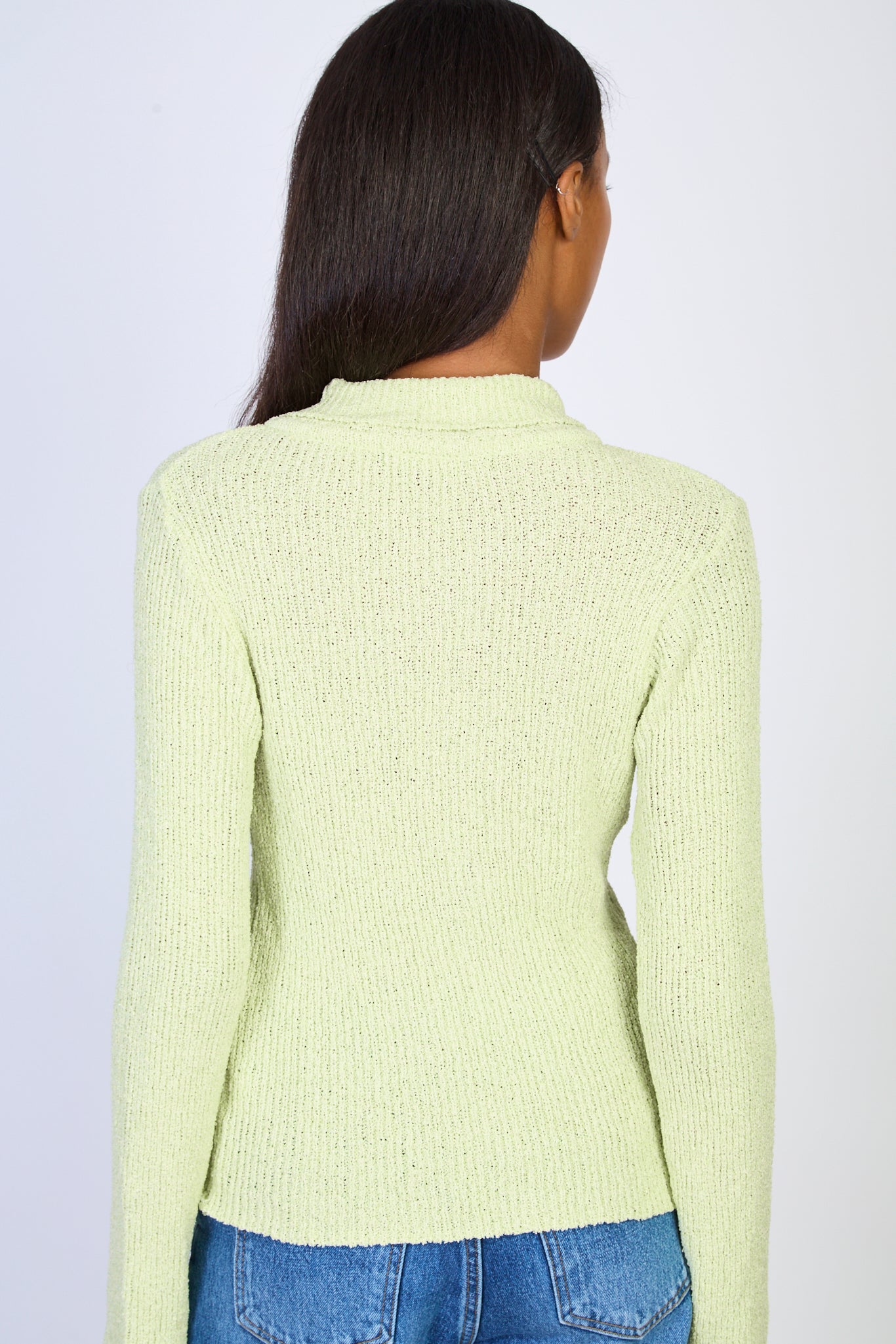 Pale green double zip collared cardigan_2
