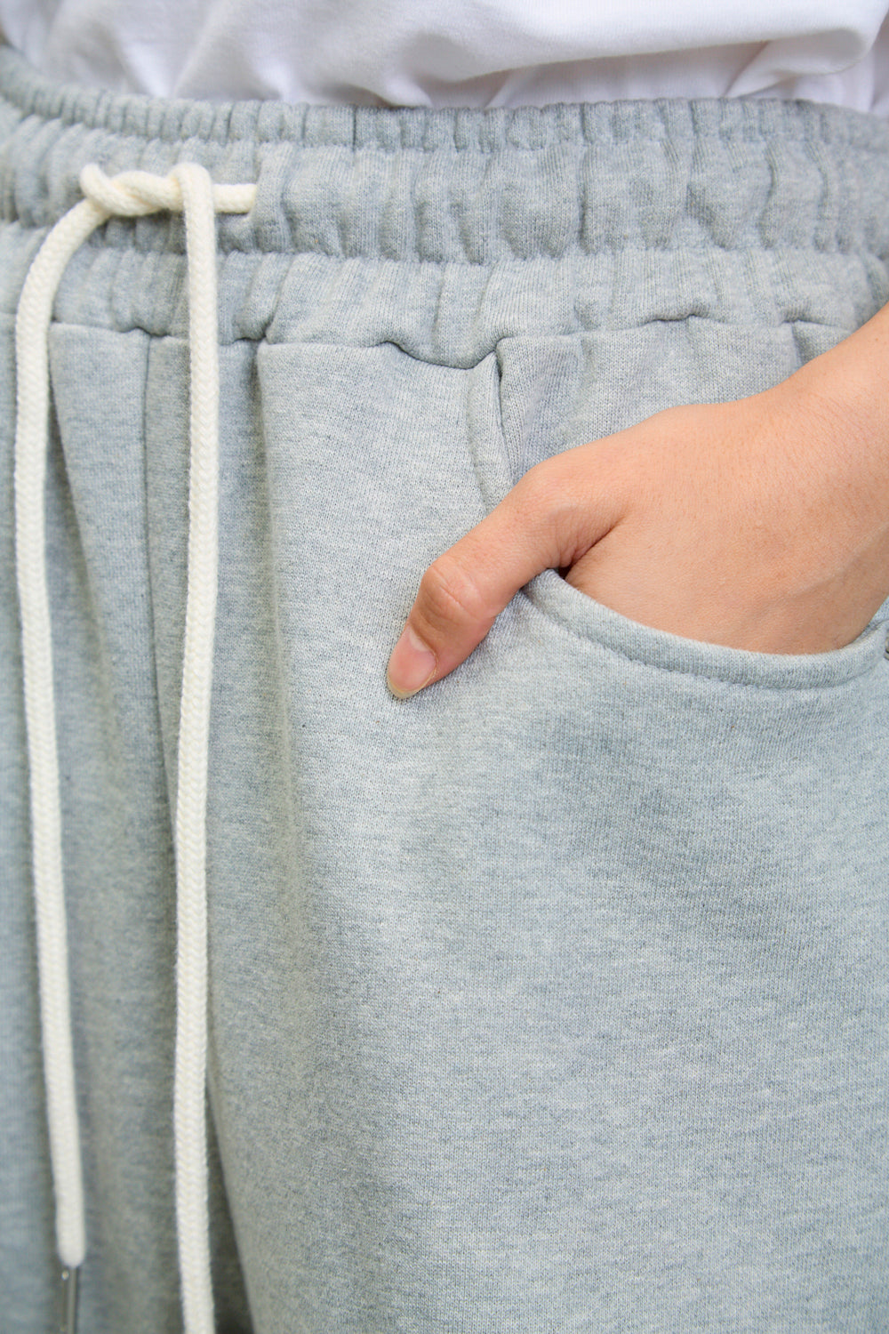 Pale grey side seam drawstring sweatpants_3