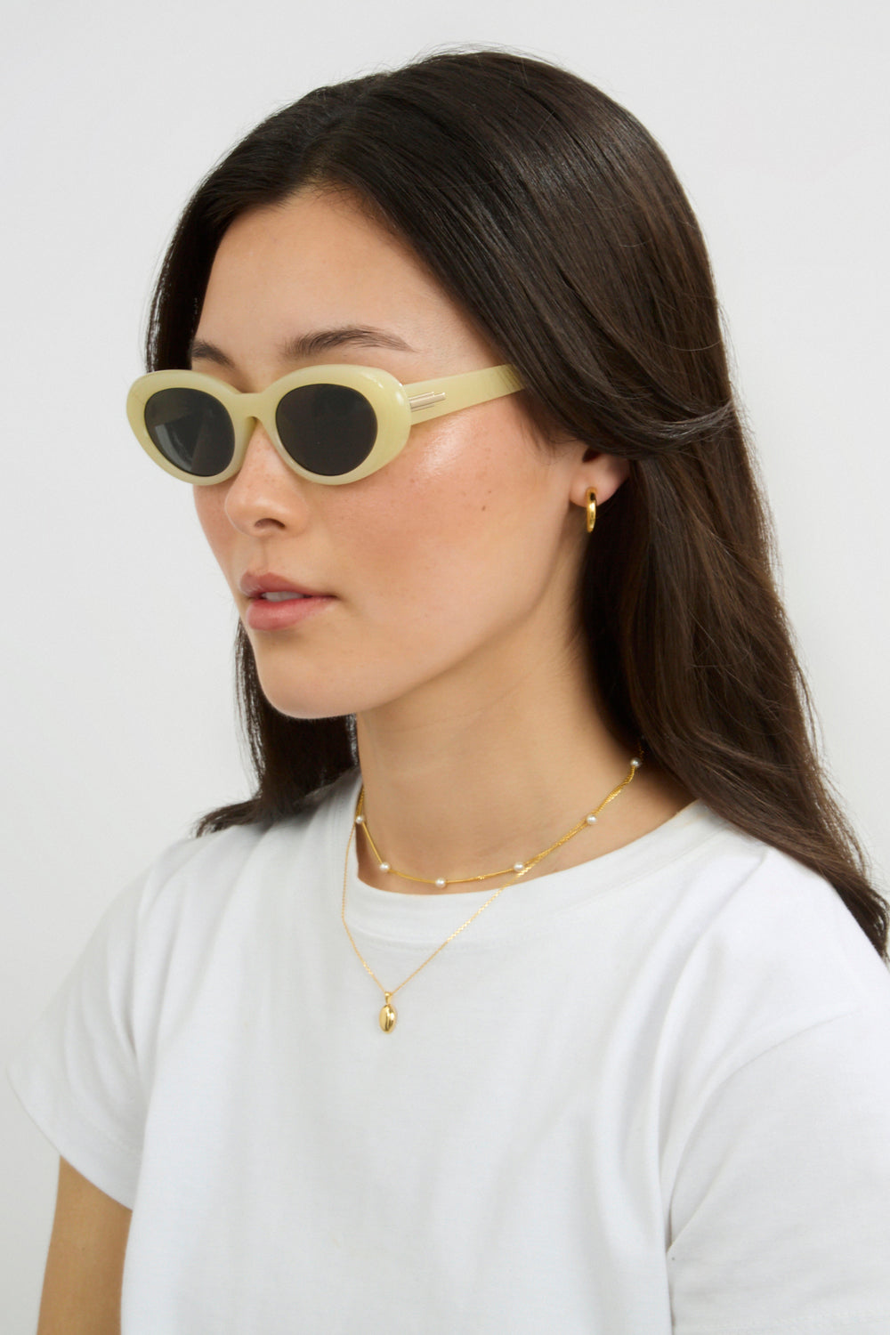 Pale lime yellow rounded cat eye sunglasses_2