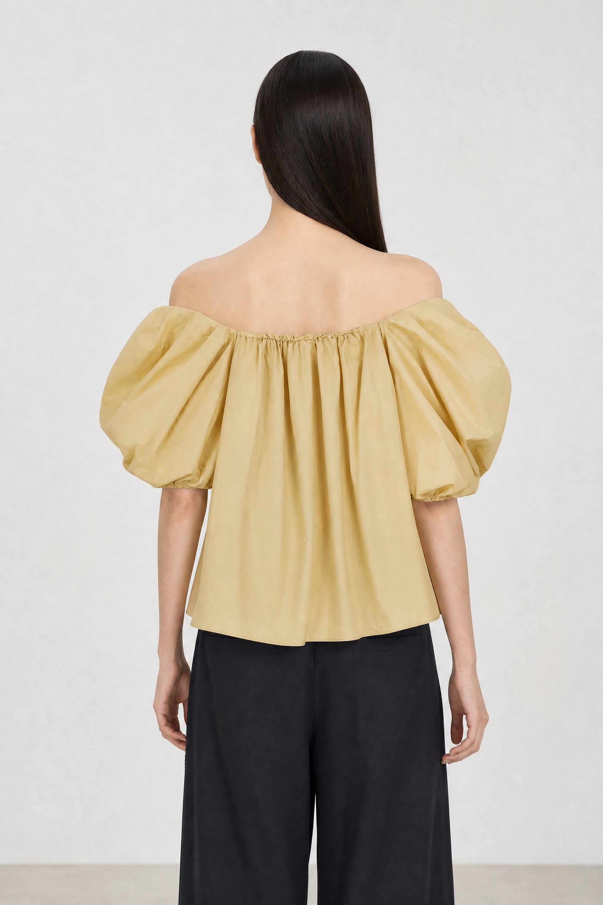 Pale mustard puff sleeve blouse_2