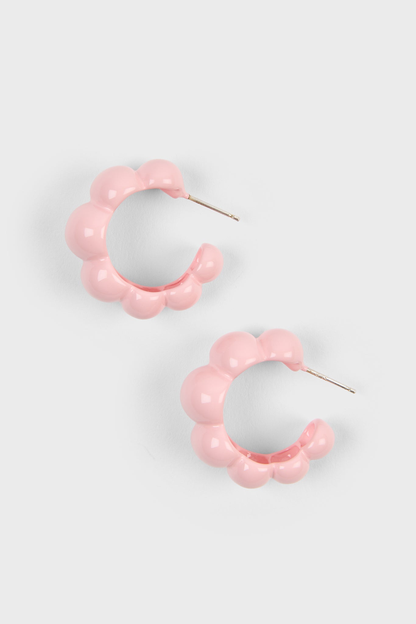 Pale pink enamel bubble hoop earrings_1
