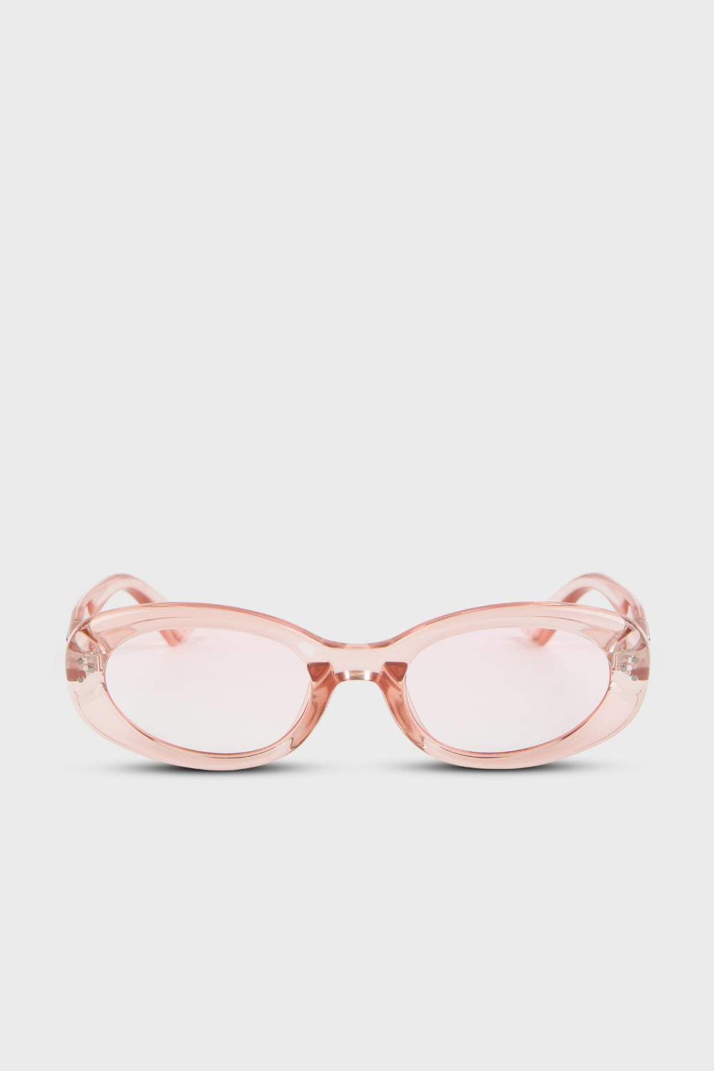 Pale pink tinted thick frame sunglasses_1