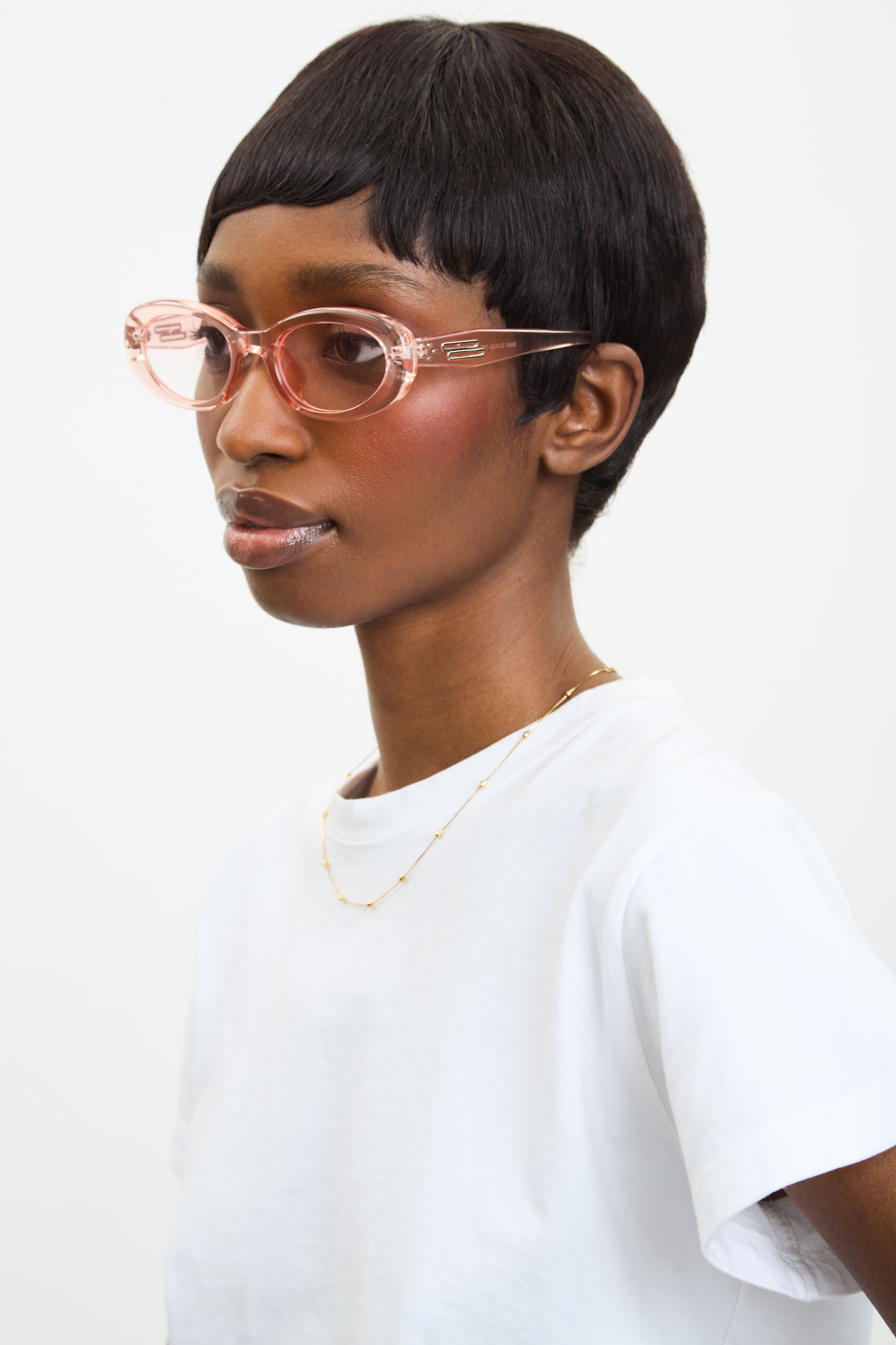 Pale pink tinted thick frame sunglasses_4