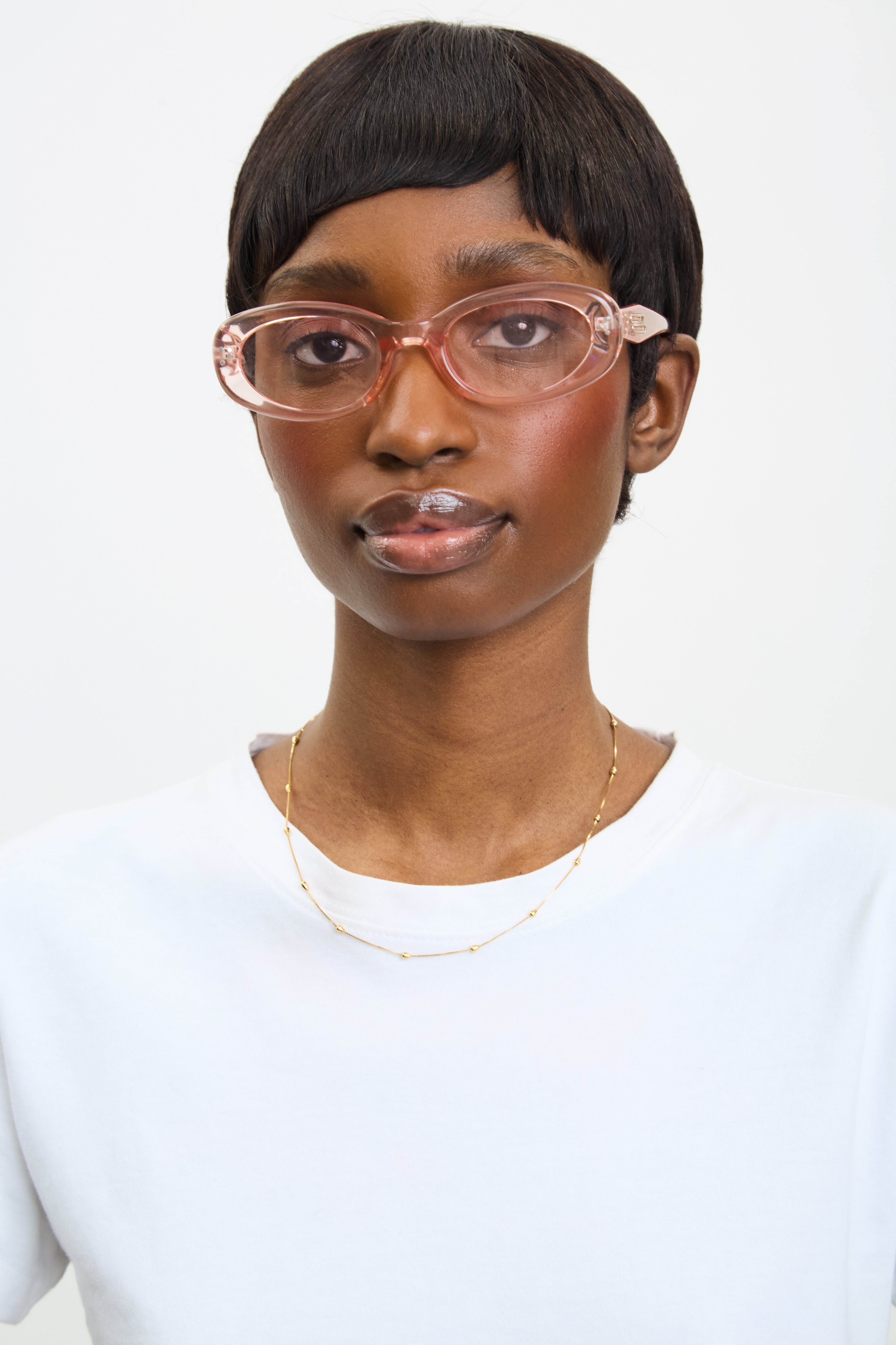 Pale pink tinted thick frame sunglasses_3