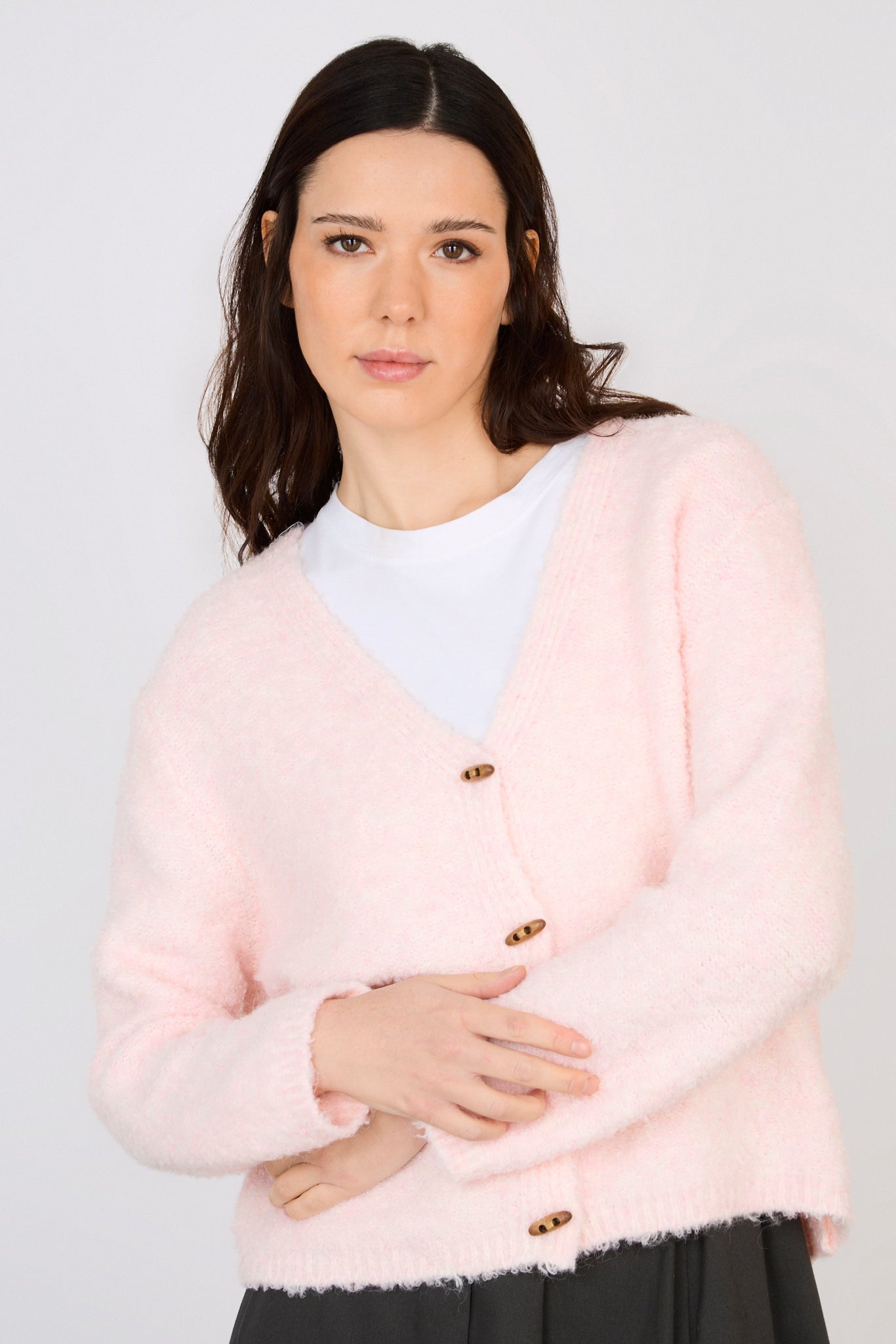 Pale pink toggle button cardigan_1