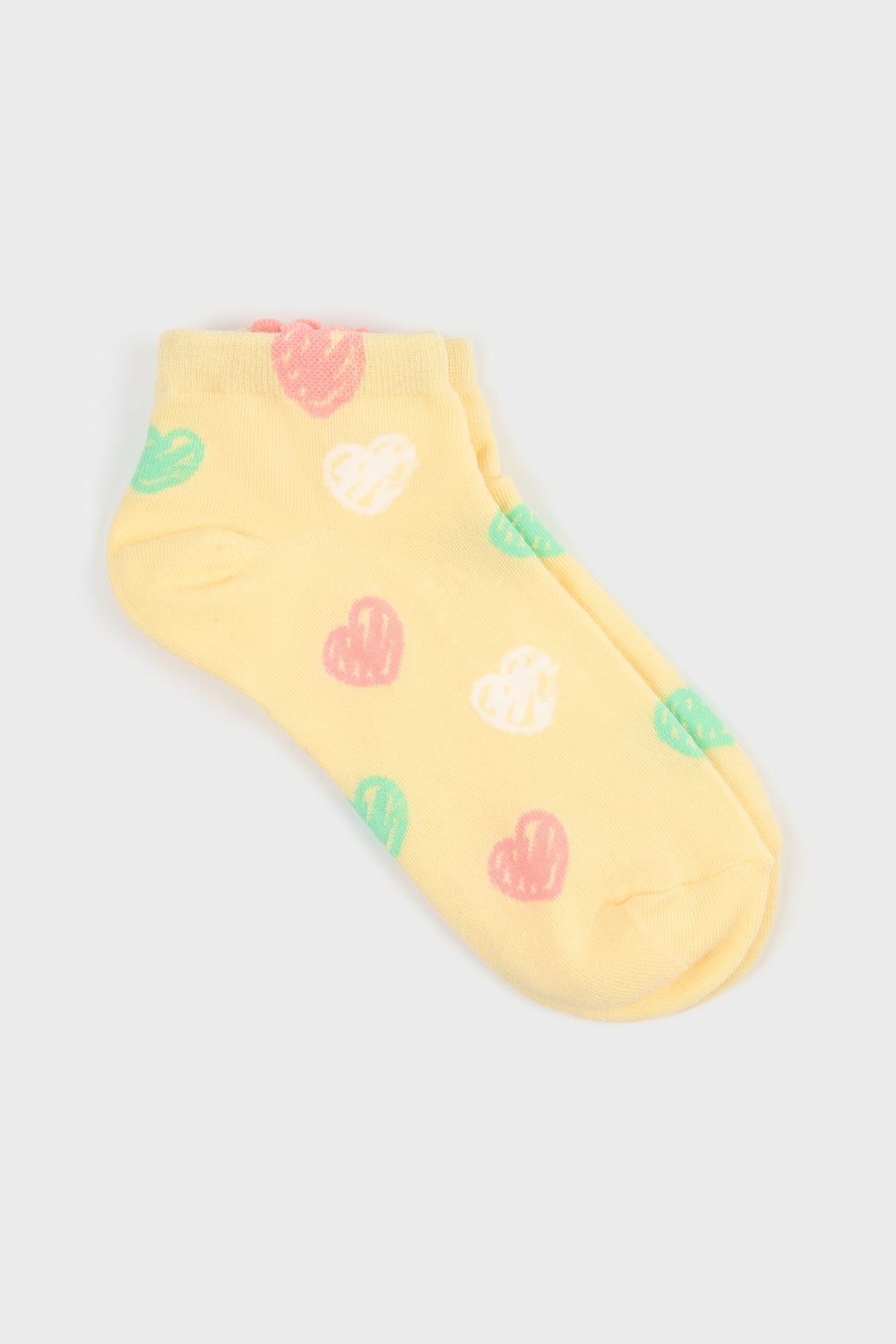 Pale yellow scribble hearts pop socks_3