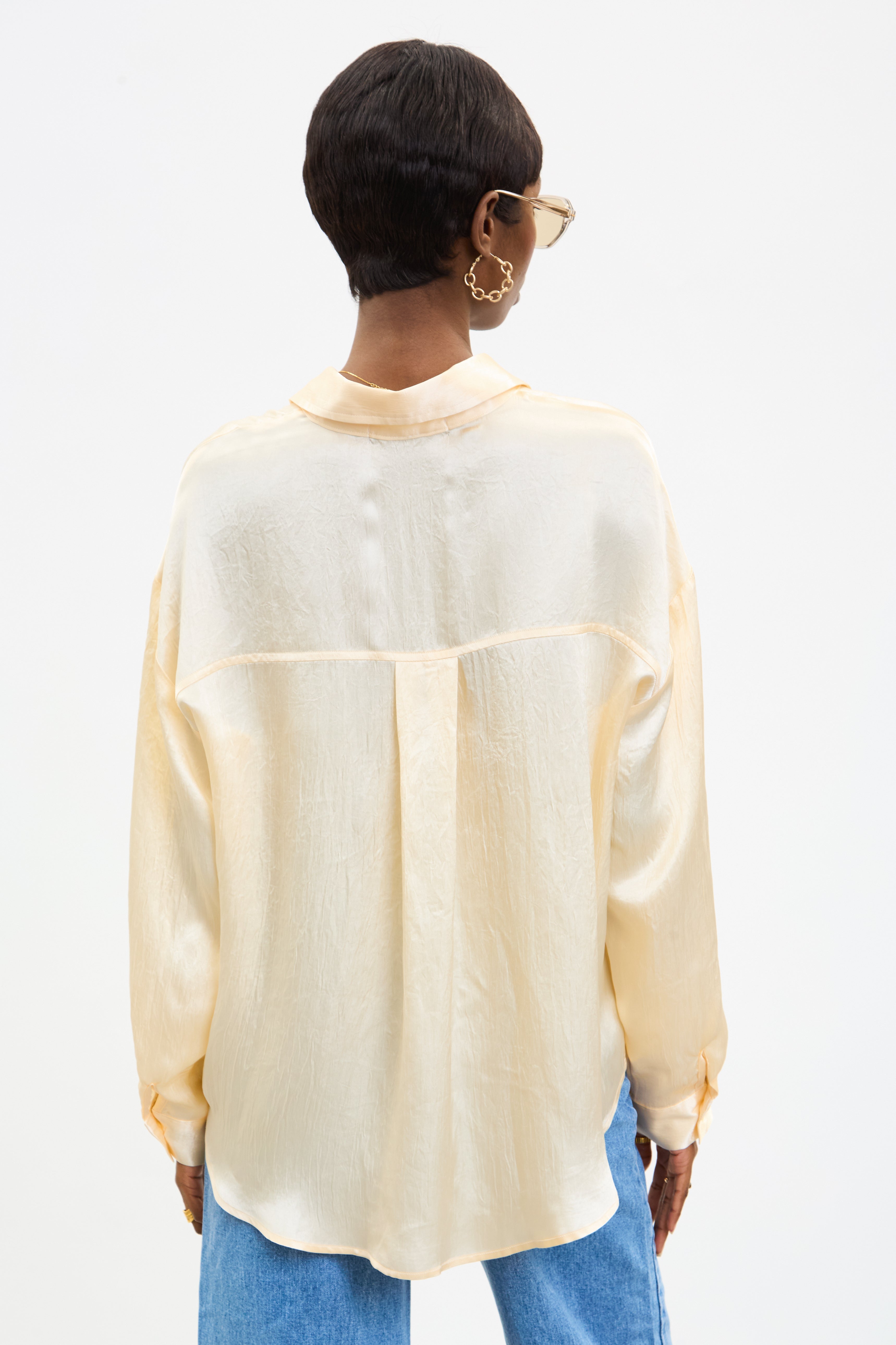 Pale yellow silky shirt blouse_2