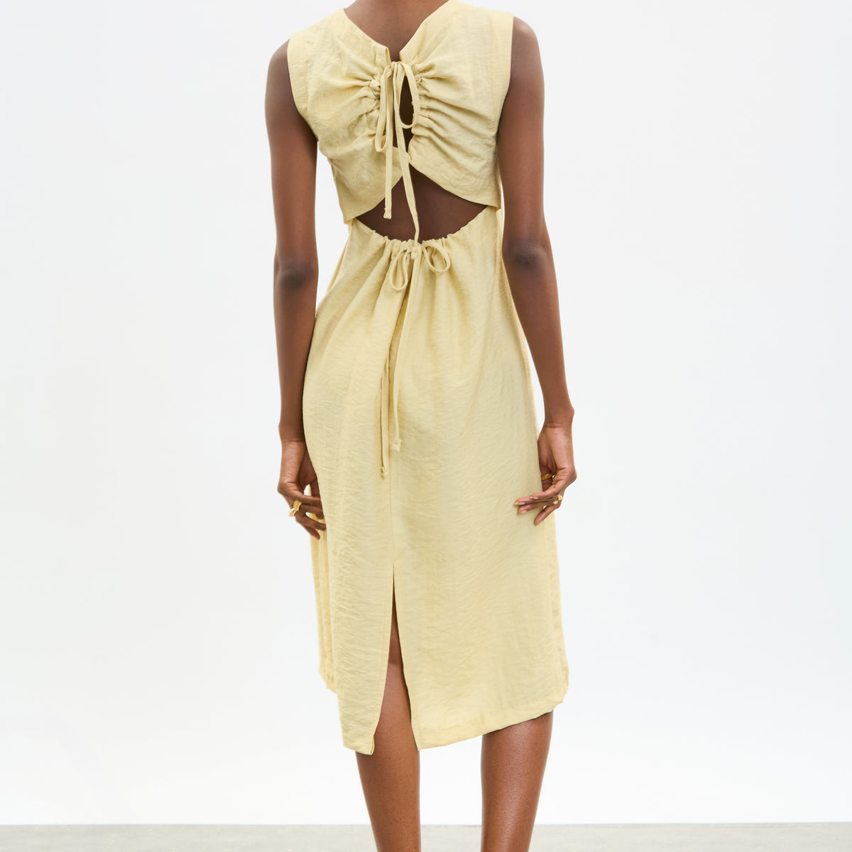 Yellow Tie Up Dress Tao Yellow Lace Up Mini Dress Beginning Boutique US