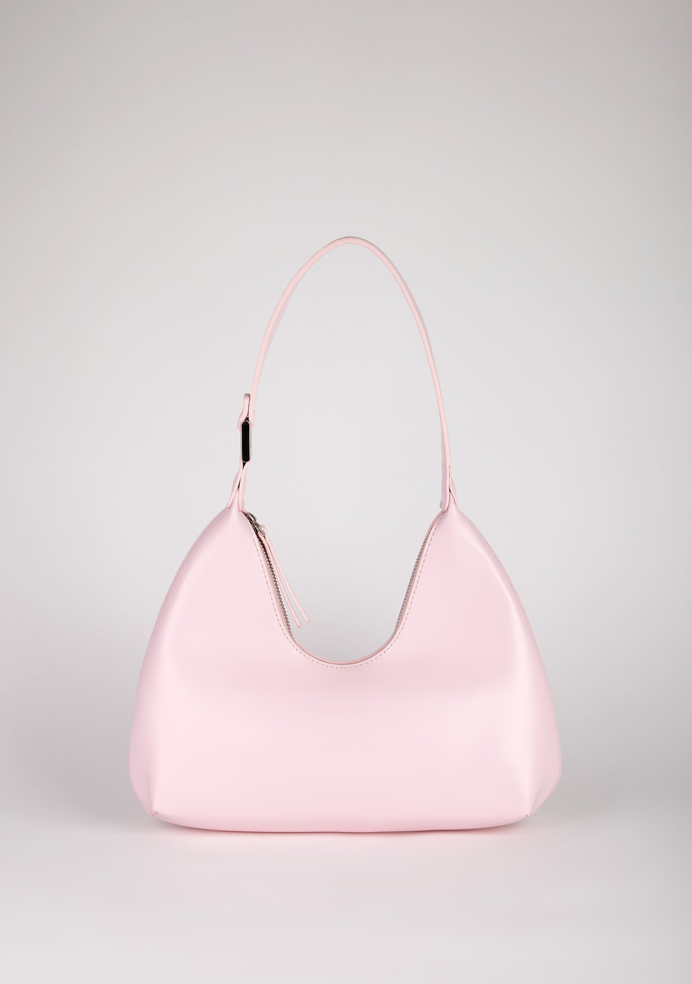 Pale pink vegan leather shaped shoulder bag_1