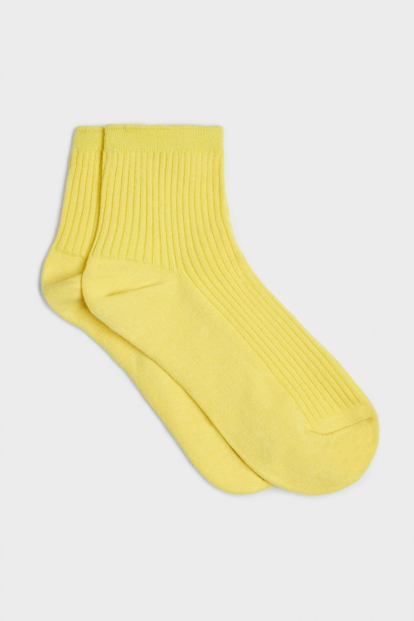 Pale yellow short cotton blend socks_3