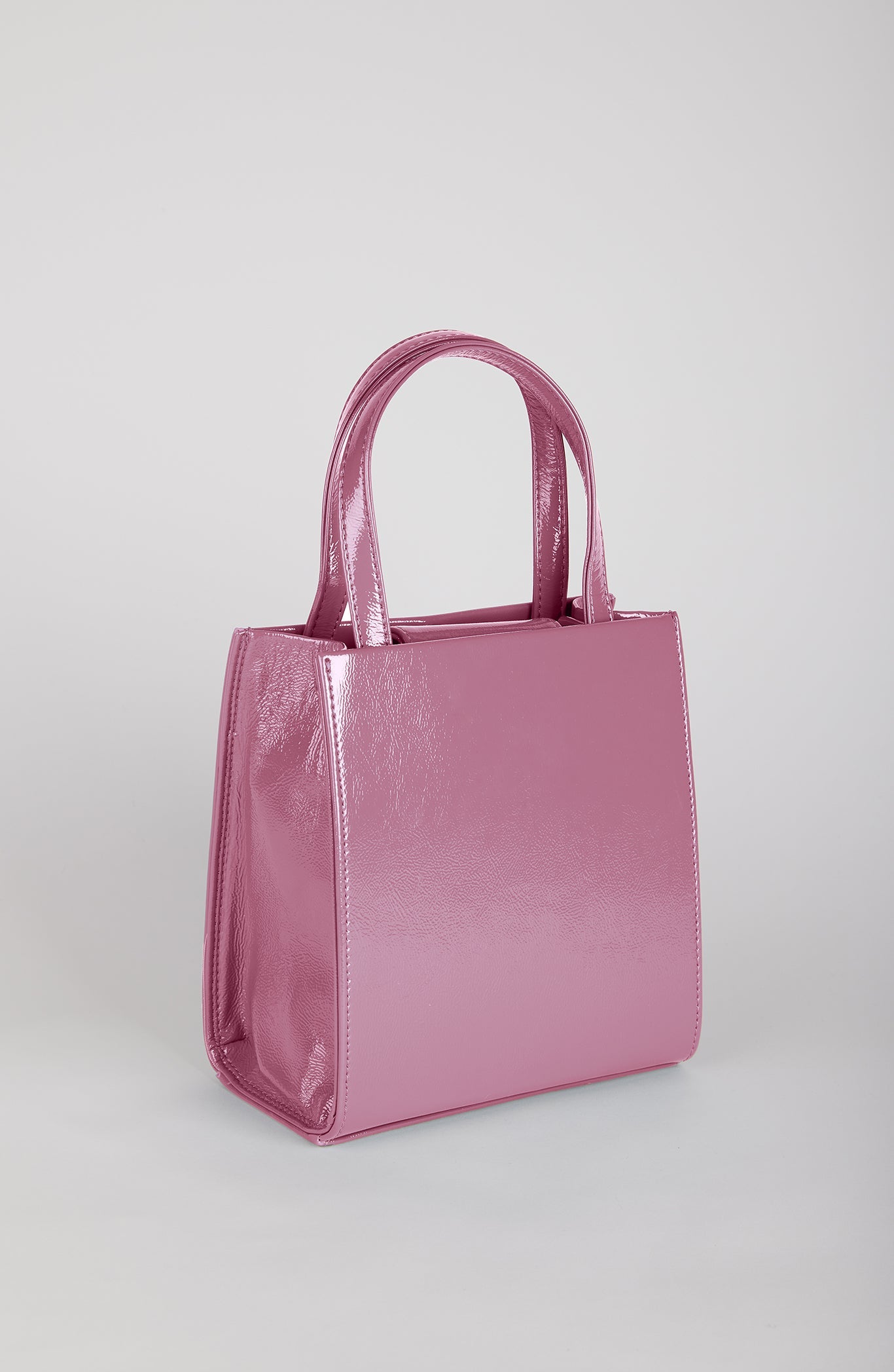 Pink PVC mini tote cross body bag