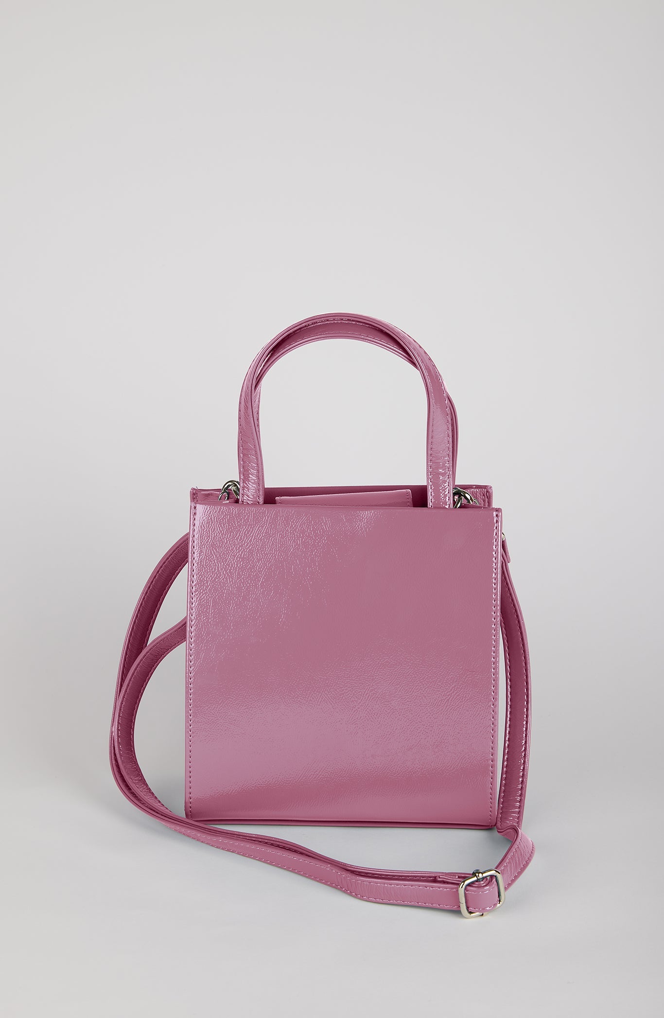 Pink PVC mini tote cross body bag_3