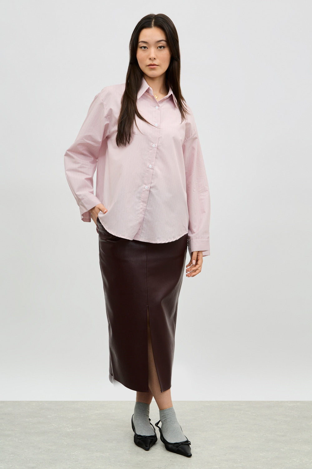 Pink an white vertical striped tailored shirt_4