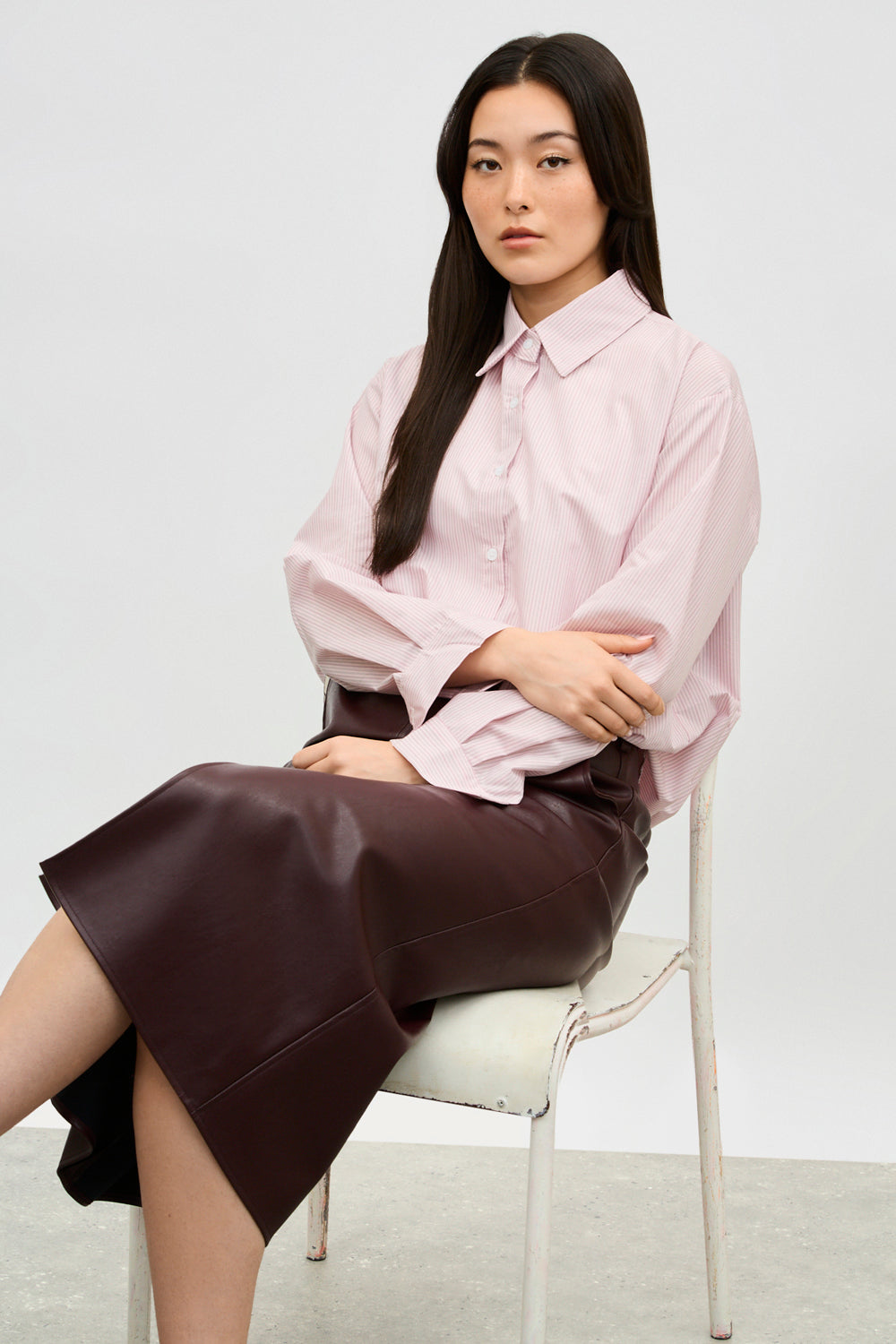 Pink an white vertical striped tailored shirt_5