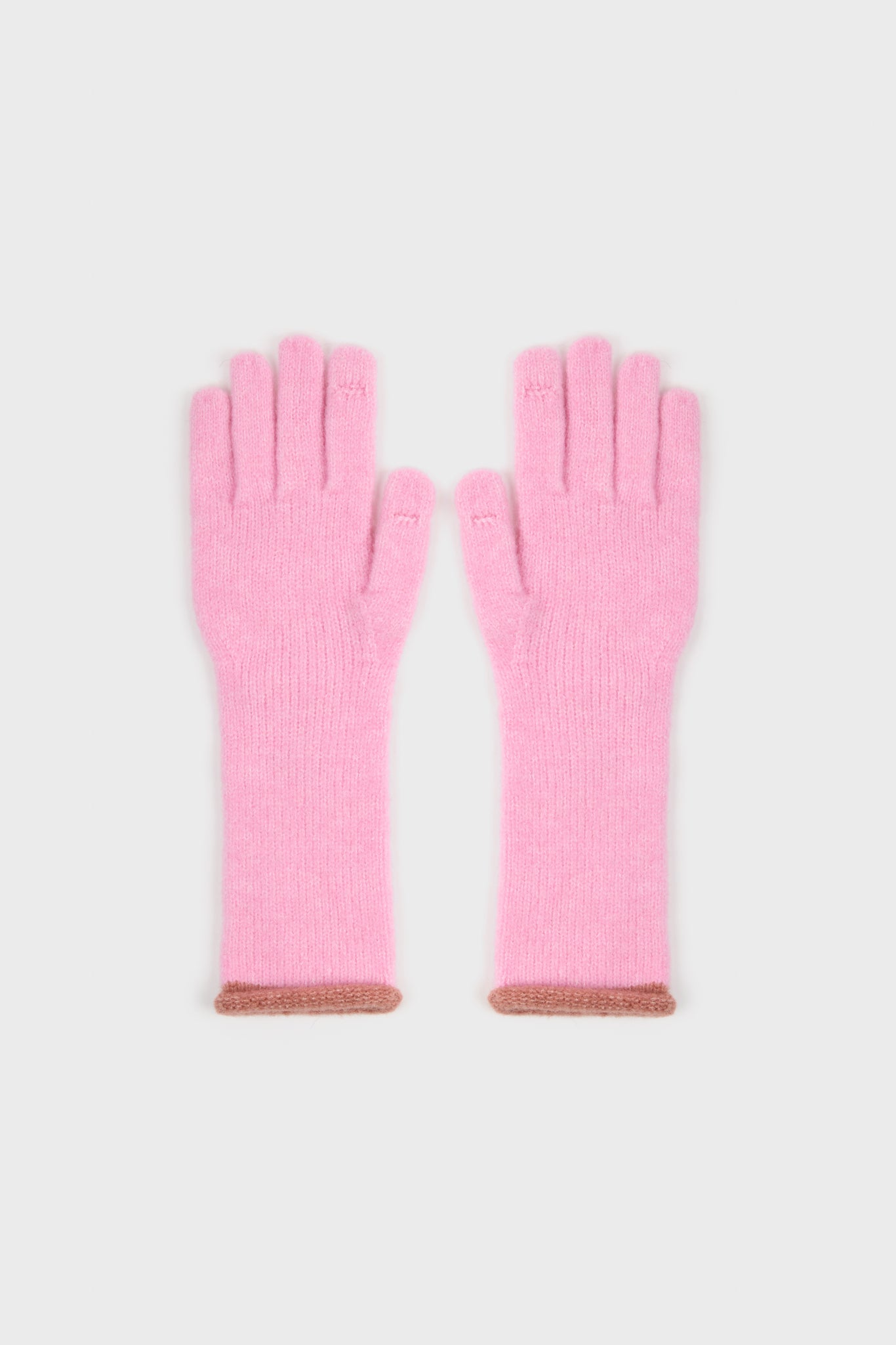 Pink and brown trim long gloves_2