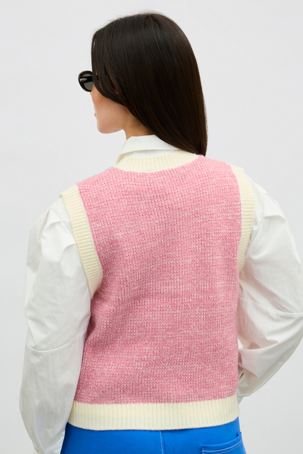 Pink and ivory mix knit sweater vest_2