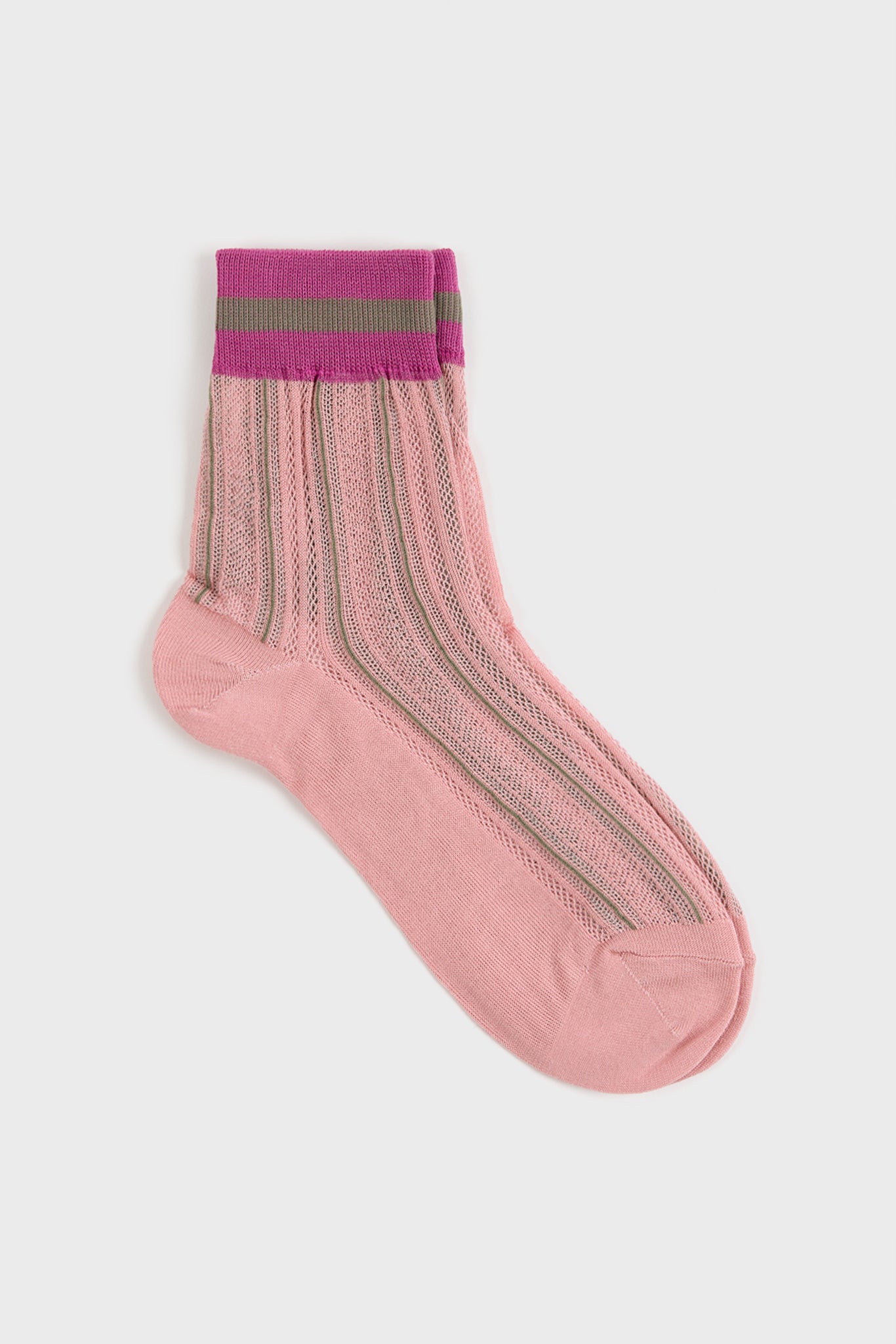 Pink and magenta stripe hem socks_1