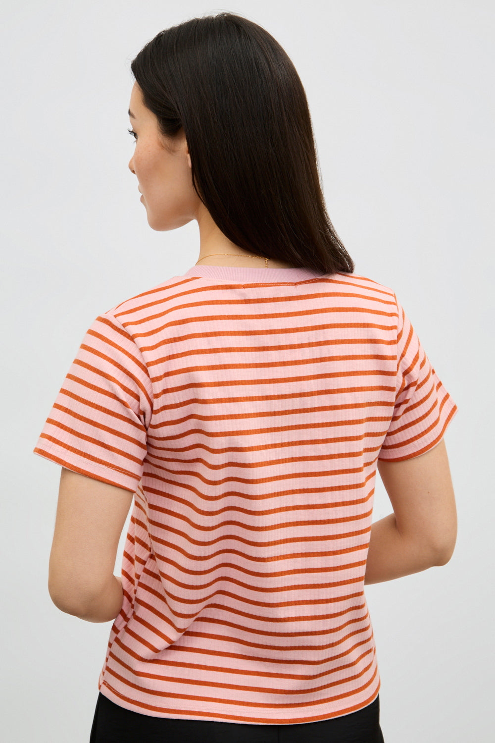 Pink and red striped short sleeve t-shirt_2